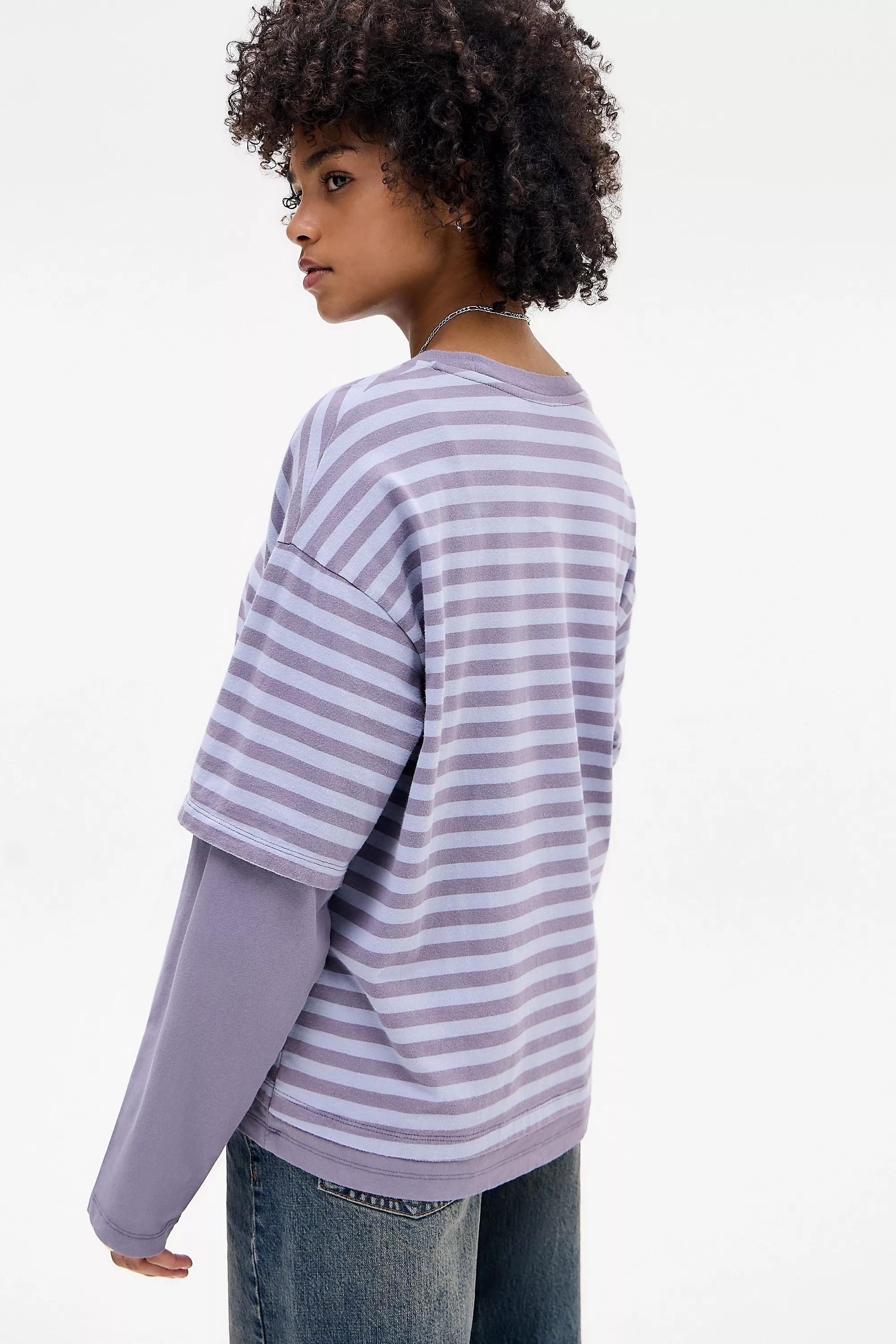 Purple Bdg Arlo Striped Double Layered T-Shirt, PURP, large image number 3