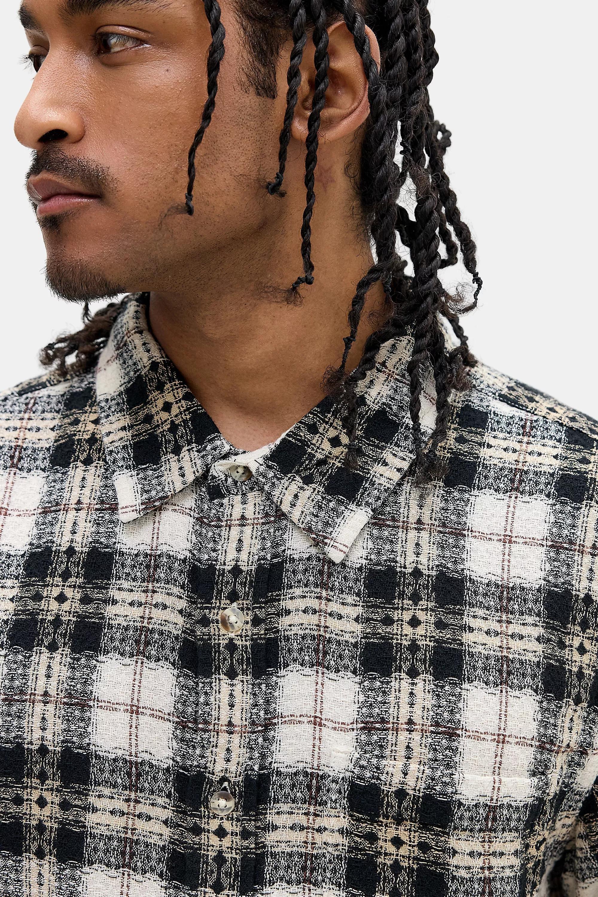 Beige Bdg Ivory Check Short Sleeve Shirt, NEUTR MOT, medium