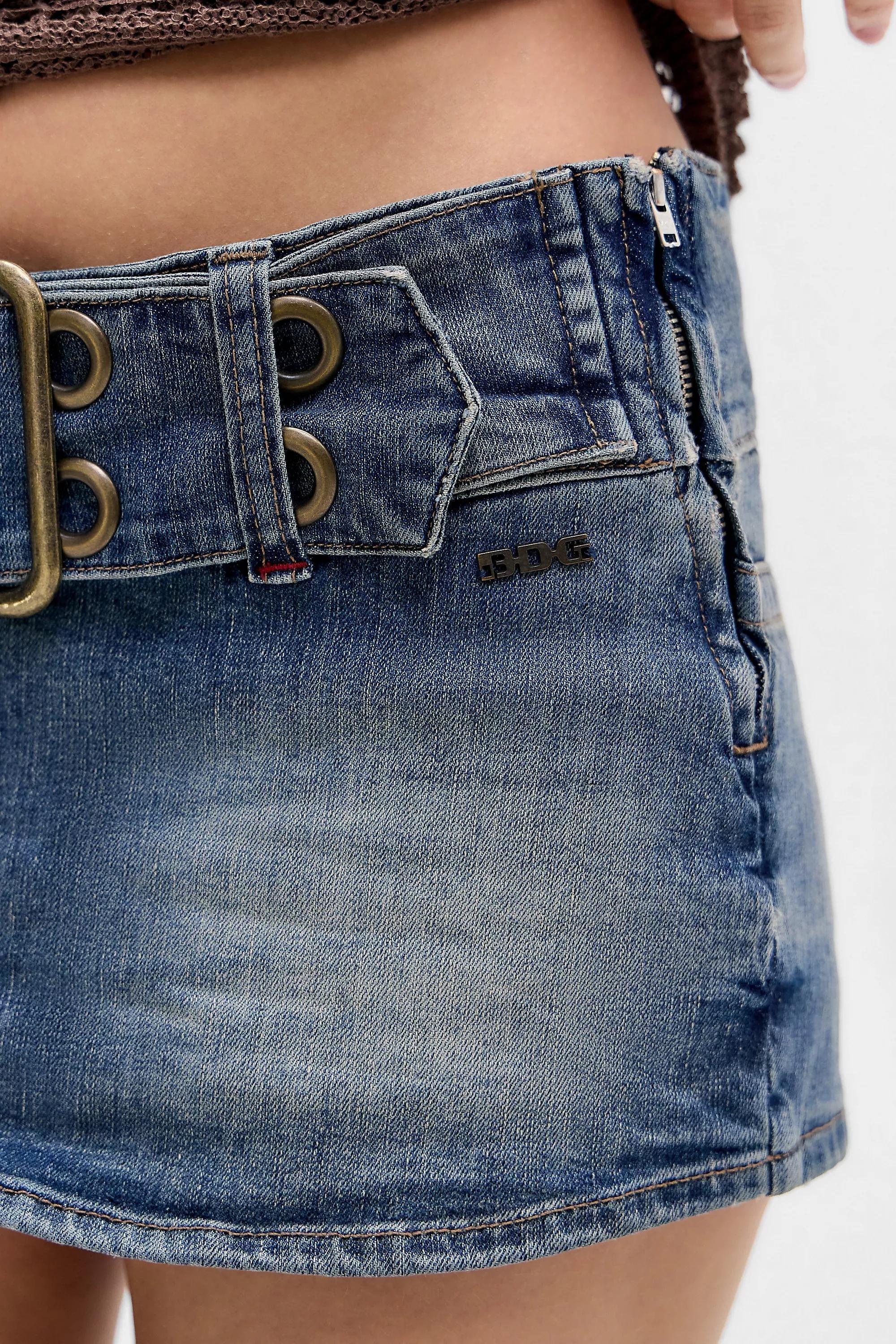 Blue Bdg Maia Eyelet Belted Mini Skort, VINTAGE DENIM MEDIUM, large image number 2