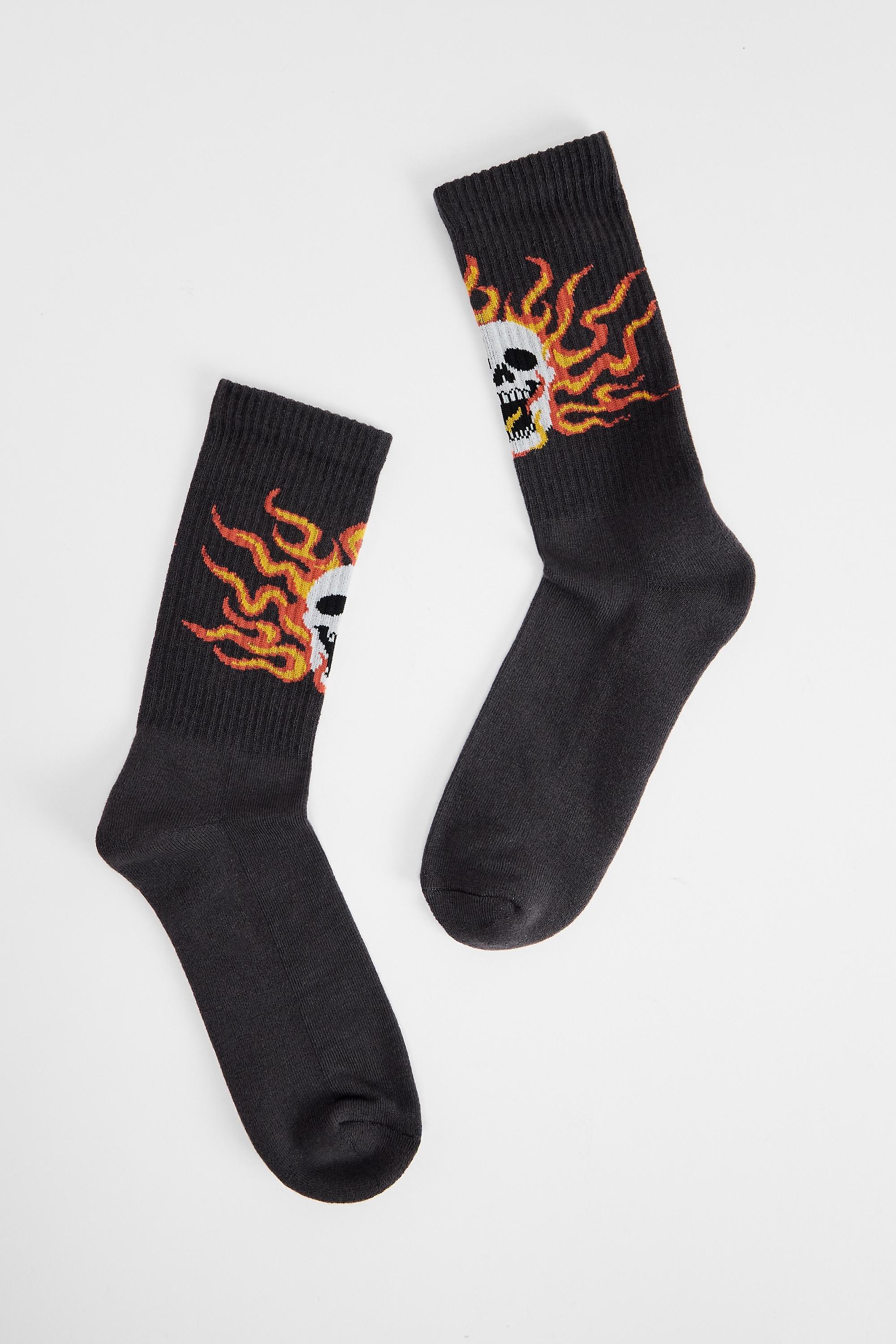 Multicolour Uo Skull Flame Socks, ASSORT, large image number 0