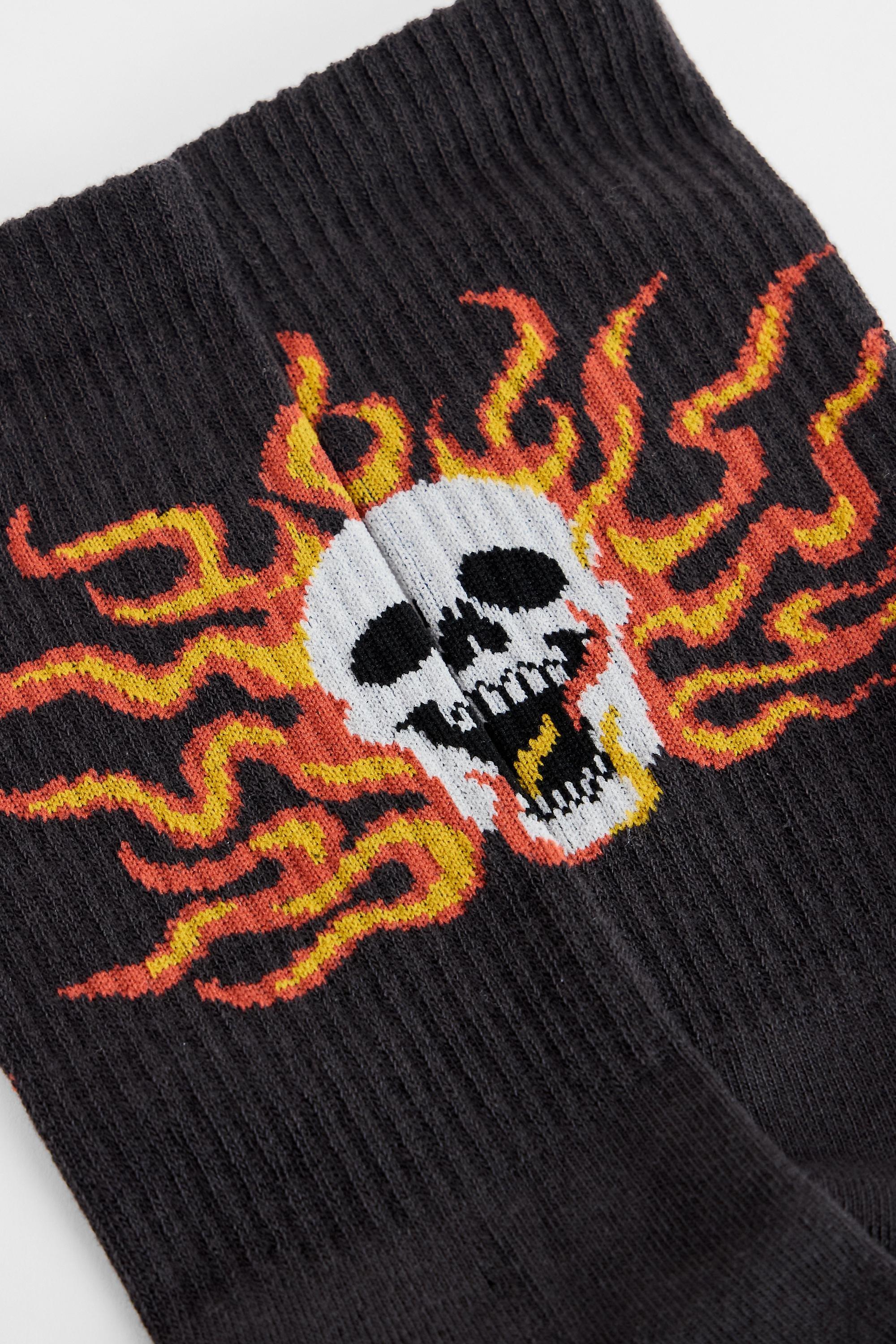 Multicolour Uo Skull Flame Socks, ASSORT, large image number 1
