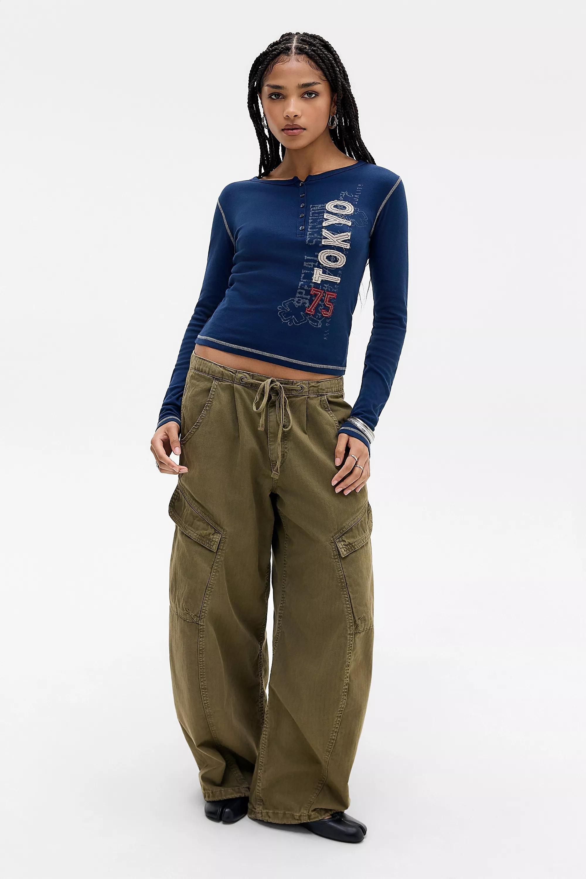 Navy Bdg Tokyo Applique Henley T-Shirt, NAVY, large image number 2