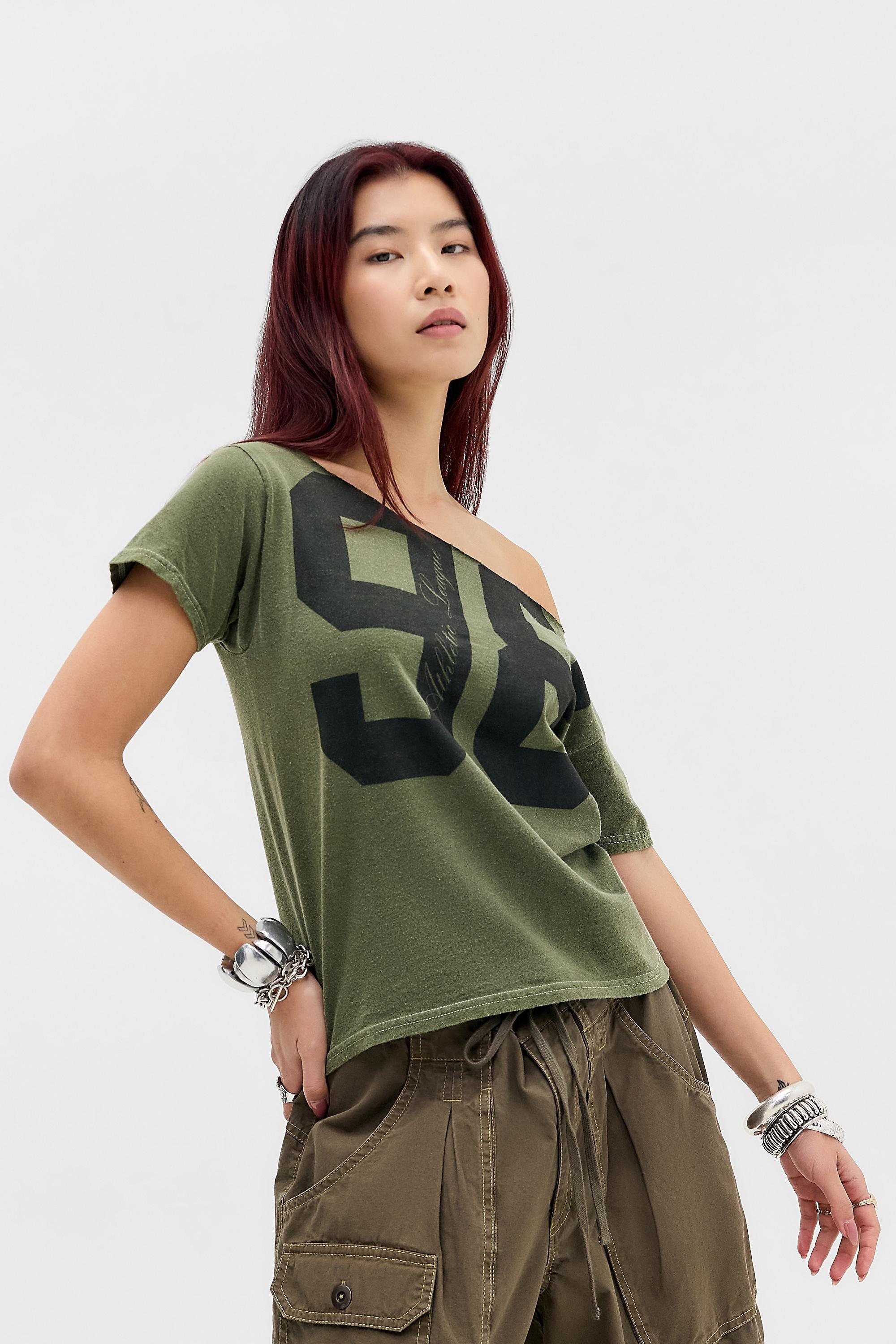 Khaki Beg 98 Off-Shoulder T-Shirt, KHAKI, large image number 0