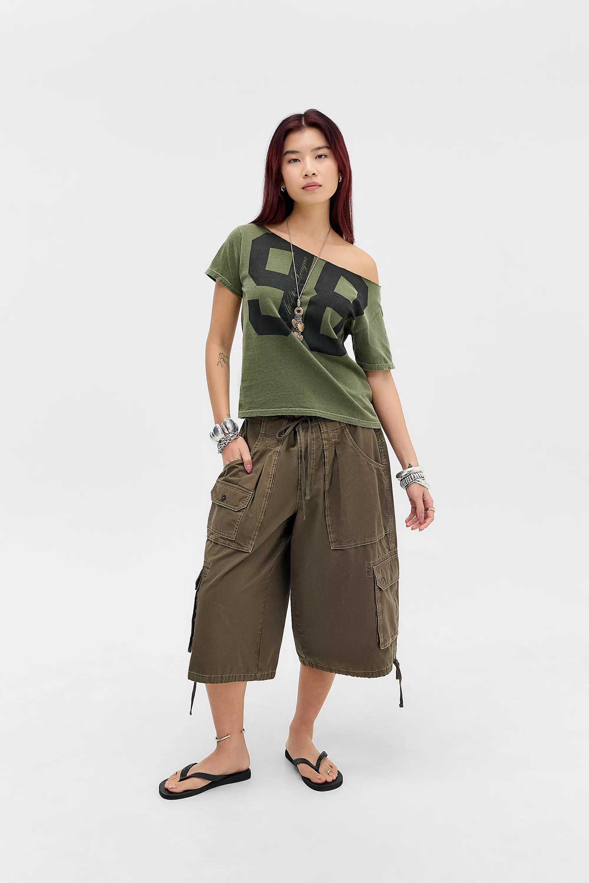 Khaki Beg 98 Off-Shoulder T-Shirt, KHAKI, large image number 1