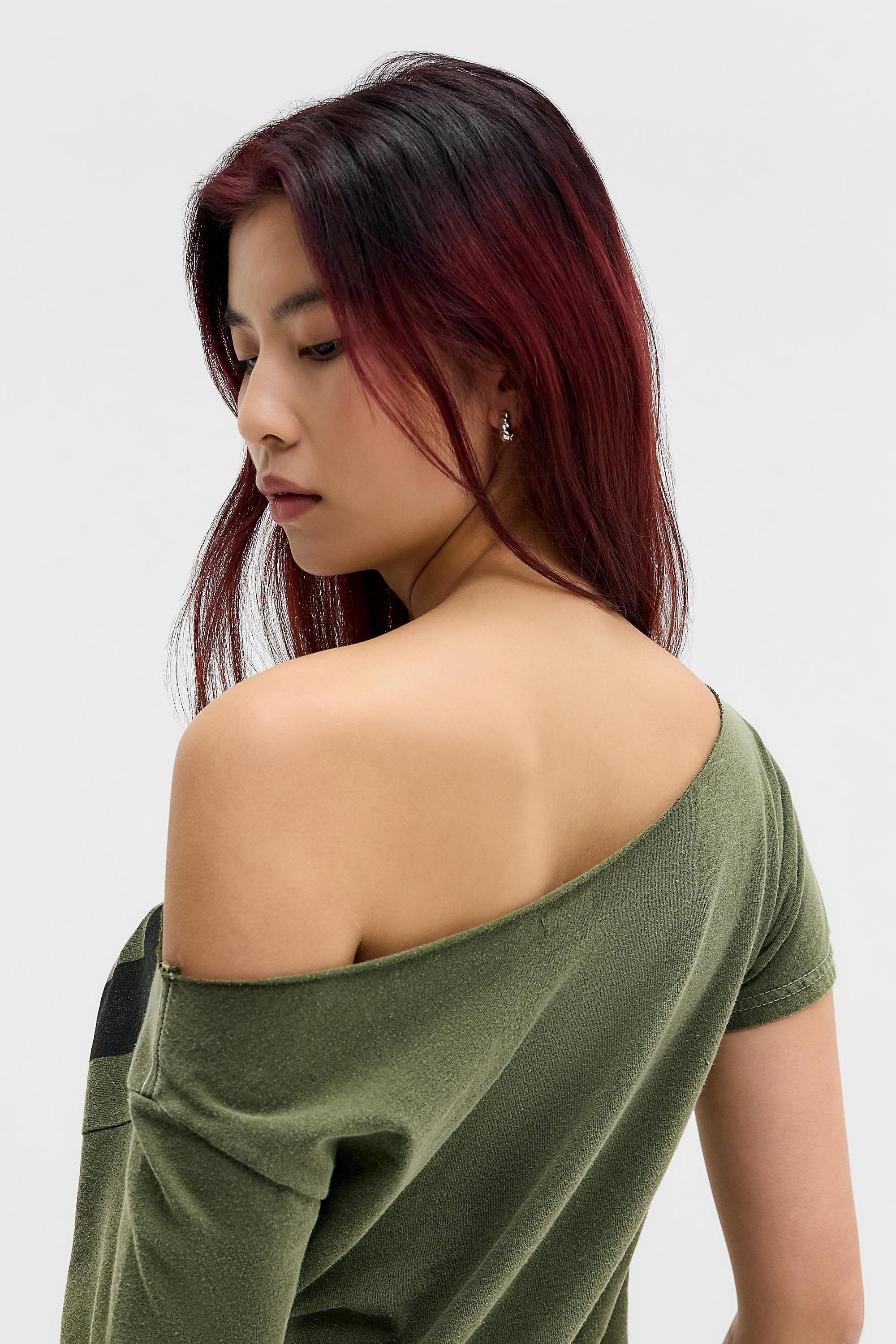 Khaki Beg 98 Off-Shoulder T-Shirt, KHAKI, large image number 2