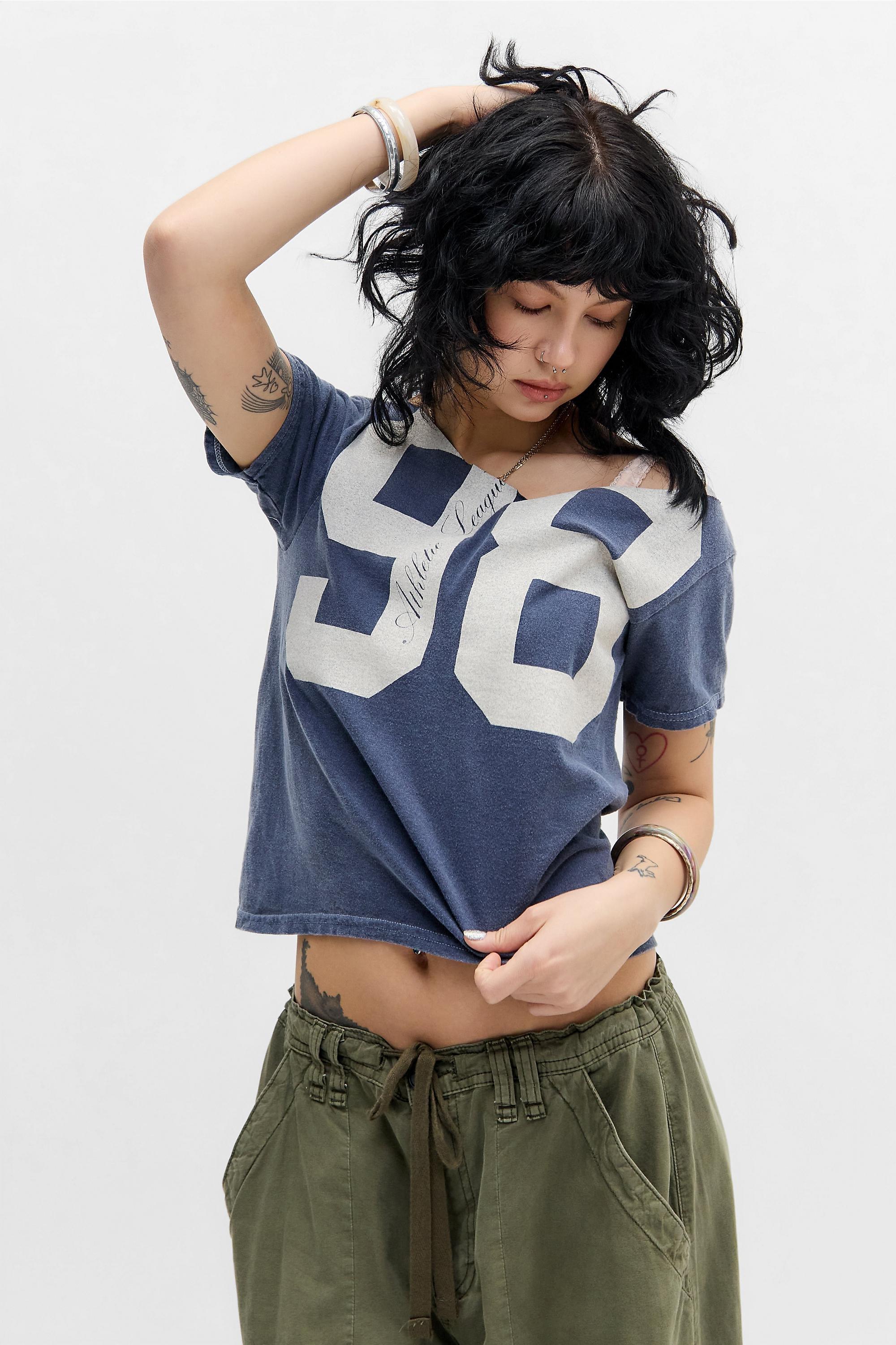 Navy Beg 98 Off-Shoulder T-Shirt, NAVY, large image number 0