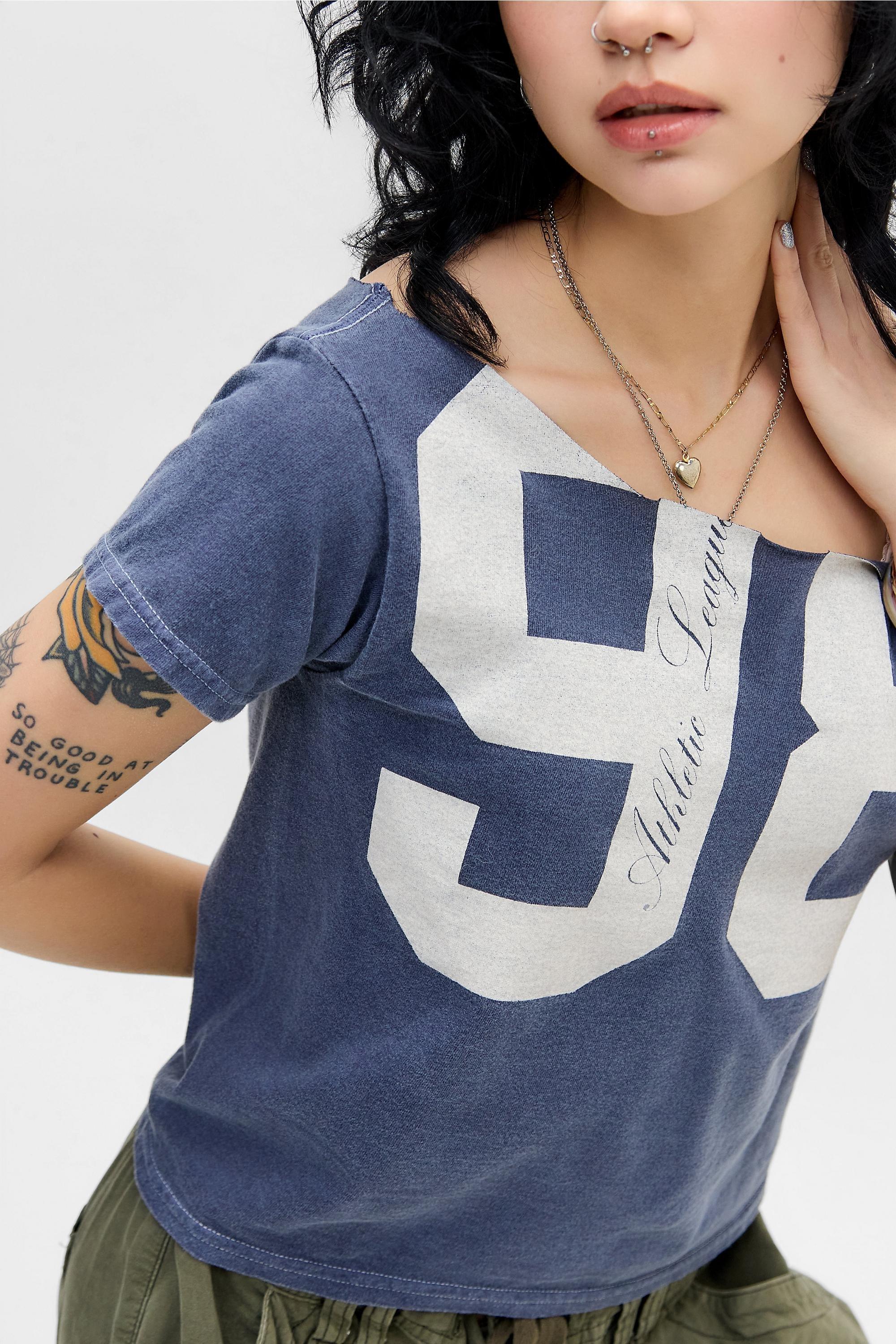 Navy Beg 98 Off-Shoulder T-Shirt, NAVY, large image number 1