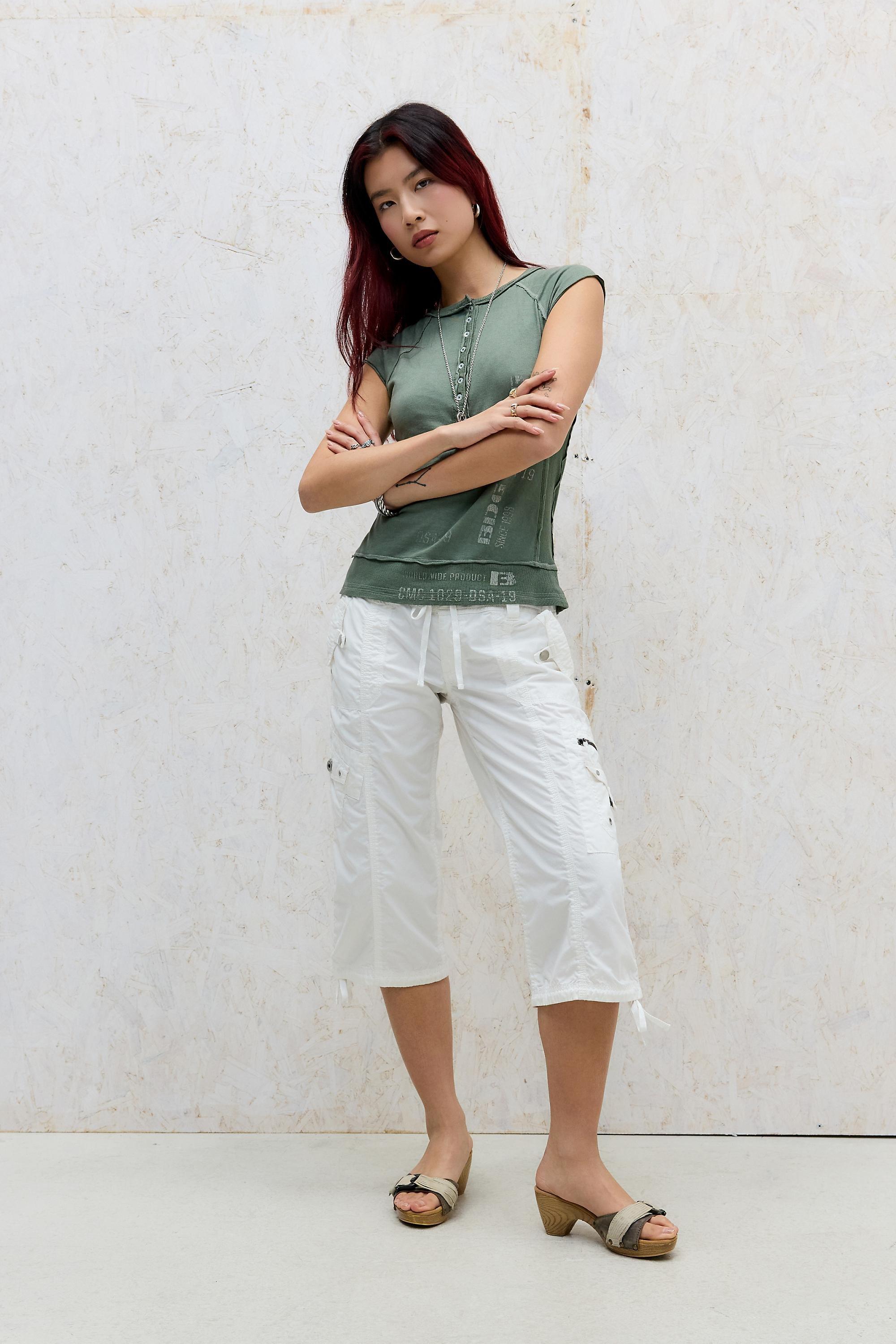Khaki Bdg Stamp Henley Short Sleeve Top, KHAKI, medium