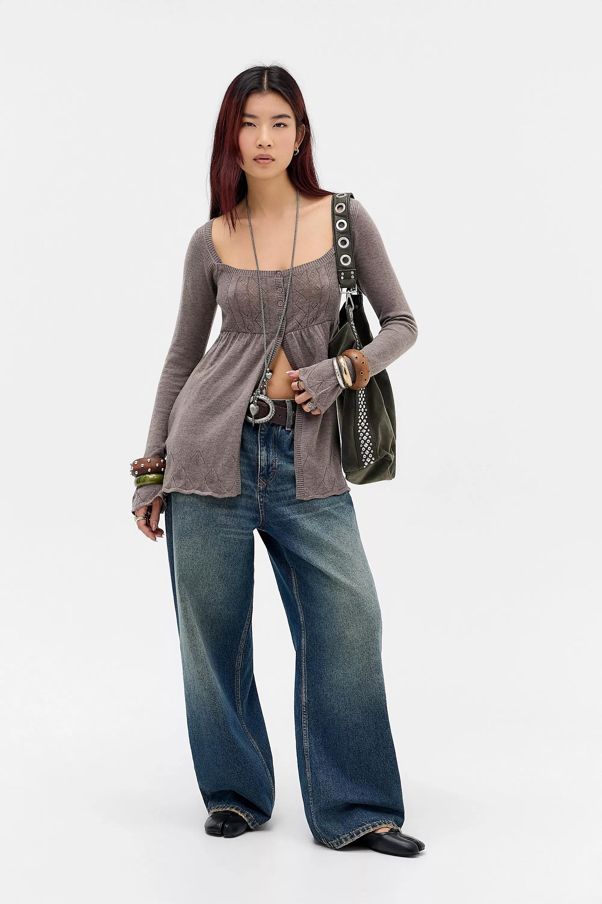 Brown Uo Bexley Babydoll Top, CHOC, large image number 2