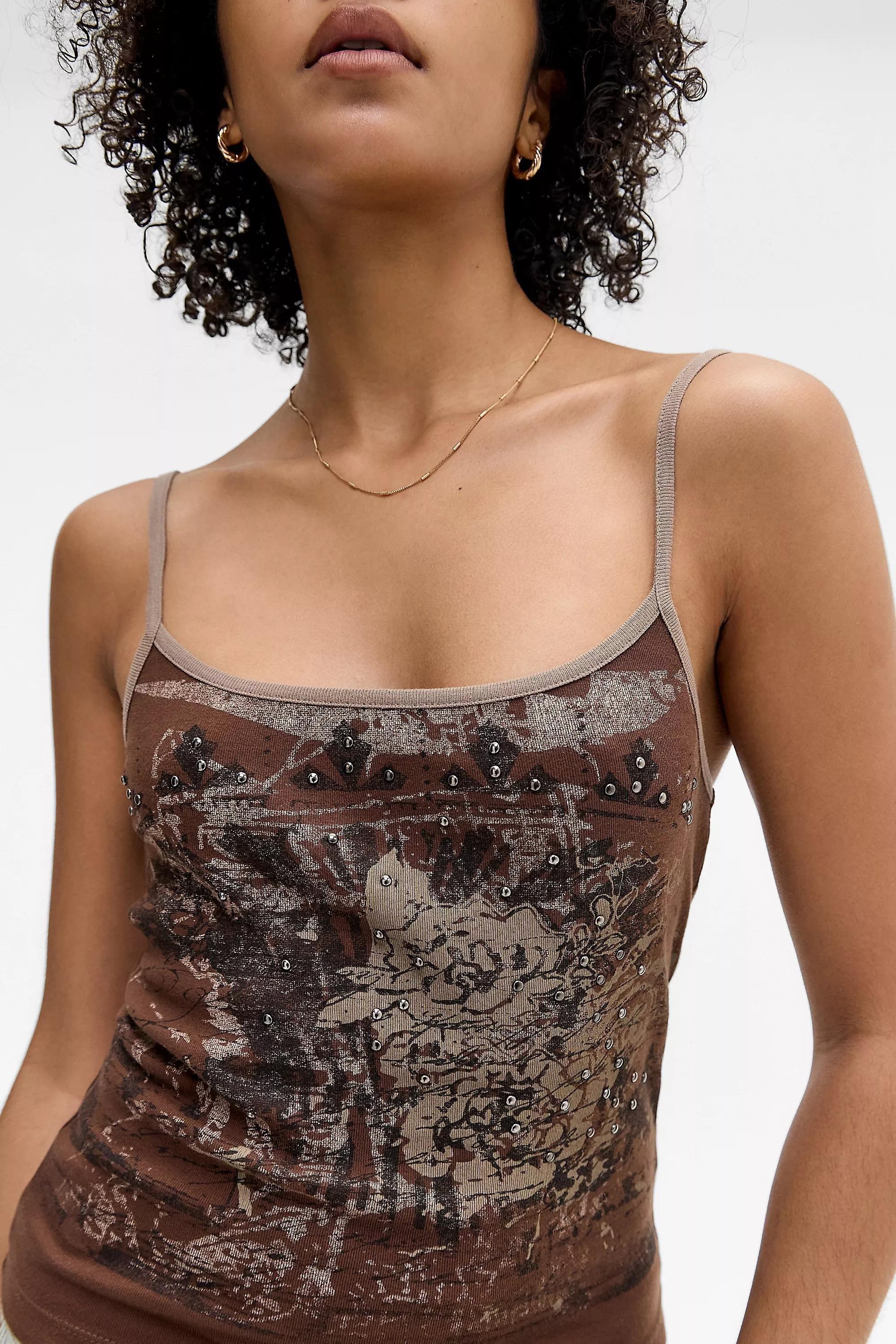 Brown Silence + Noise Chocolate Stamp Grunge Vest, CHOC, large image number 0