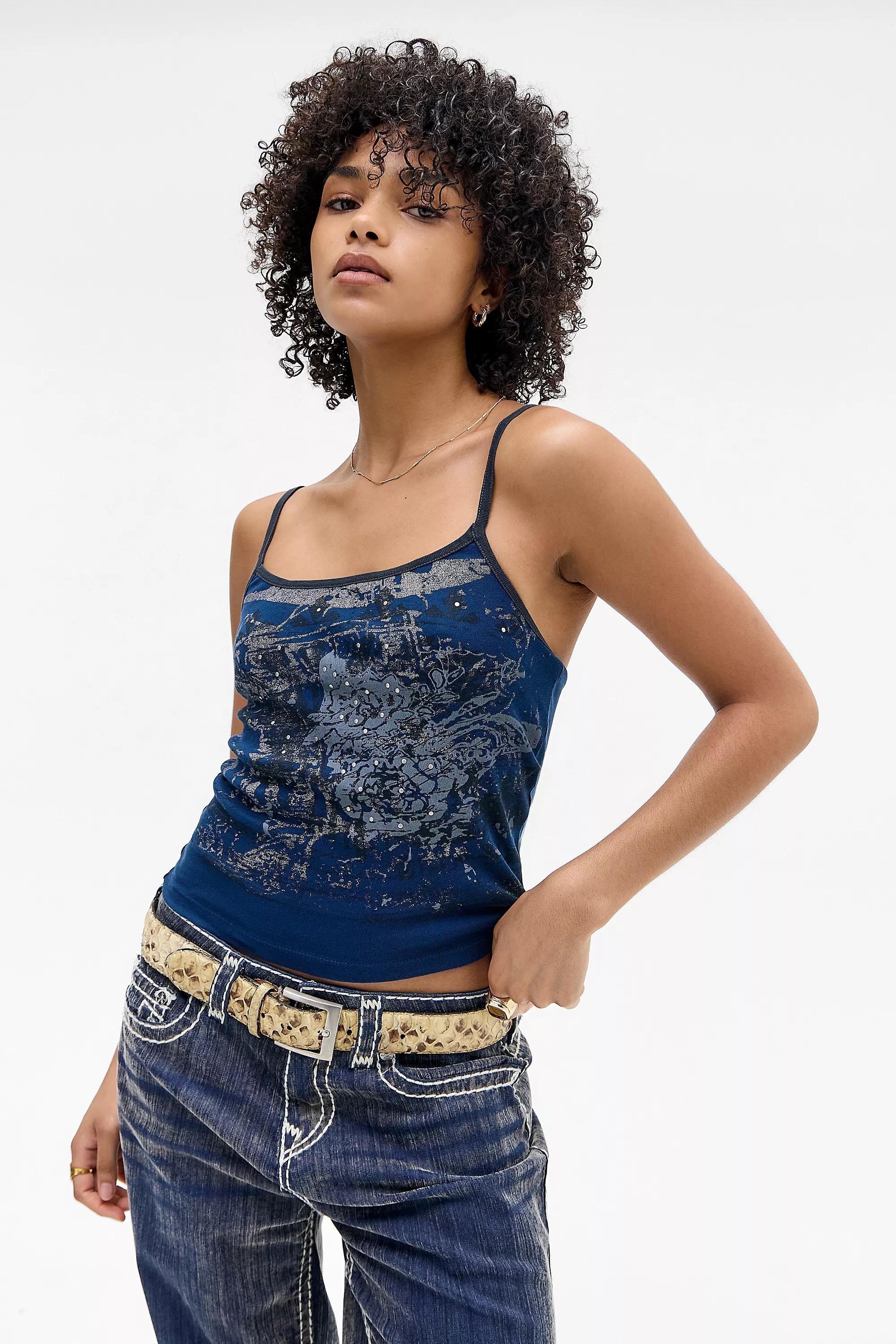 Navy Silence + Noise Chocolate Stamp Grunge Vest, NAVY, large image number 0