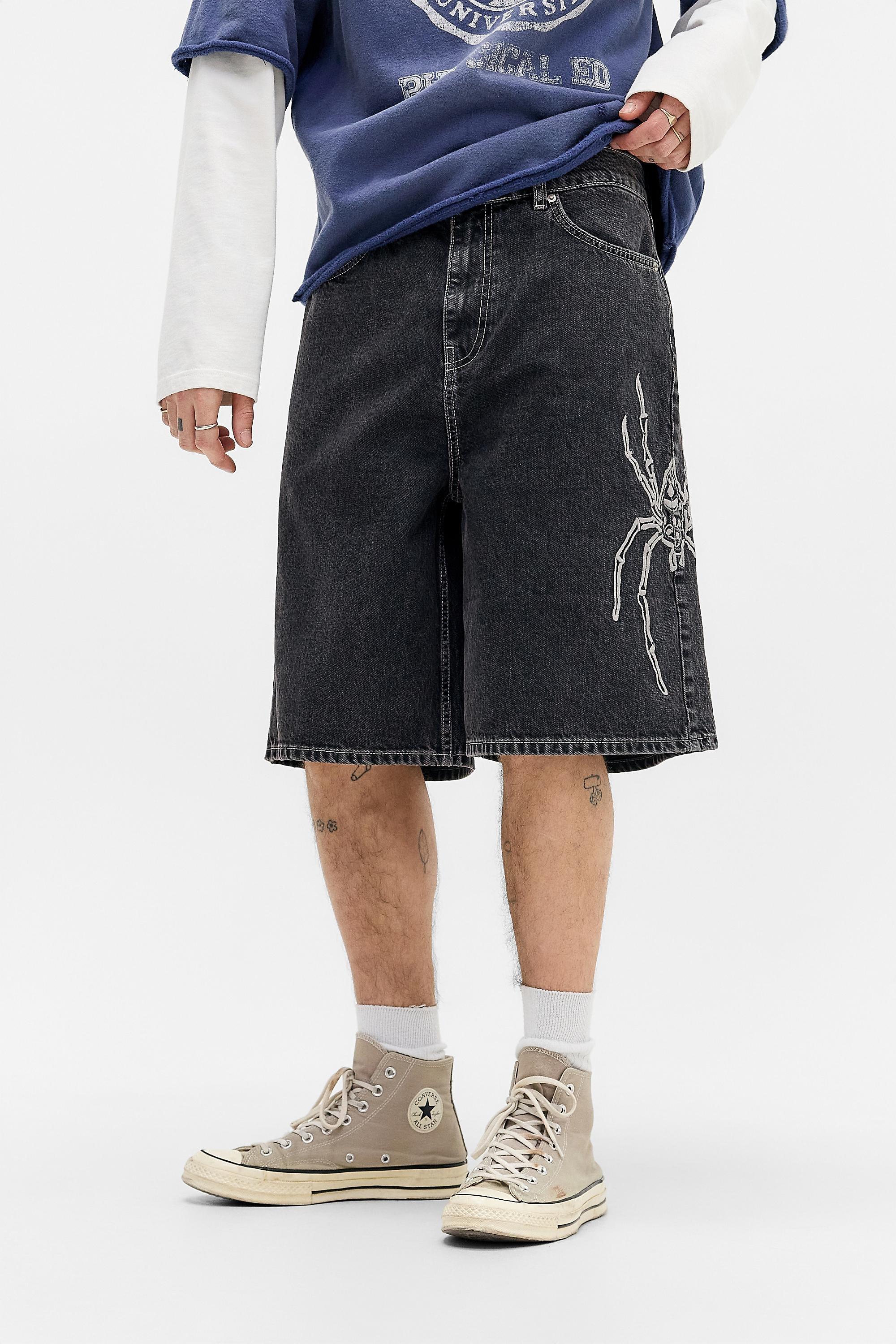 Black Bdg Jack Washed Black Spider Denim Shorts, BLK, large image number 0