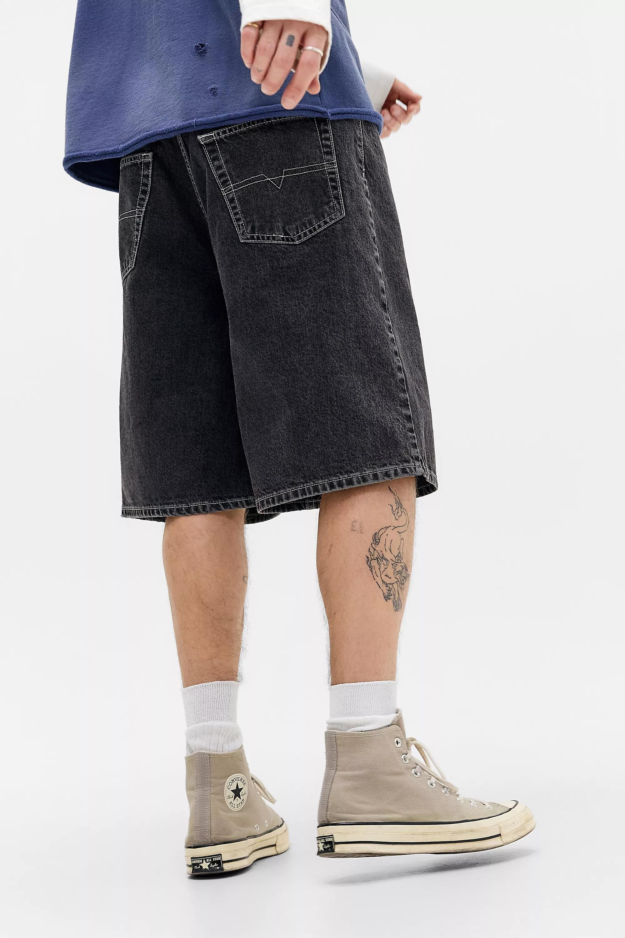 Black Bdg Jack Washed Black Spider Denim Shorts, BLK, large image number 3