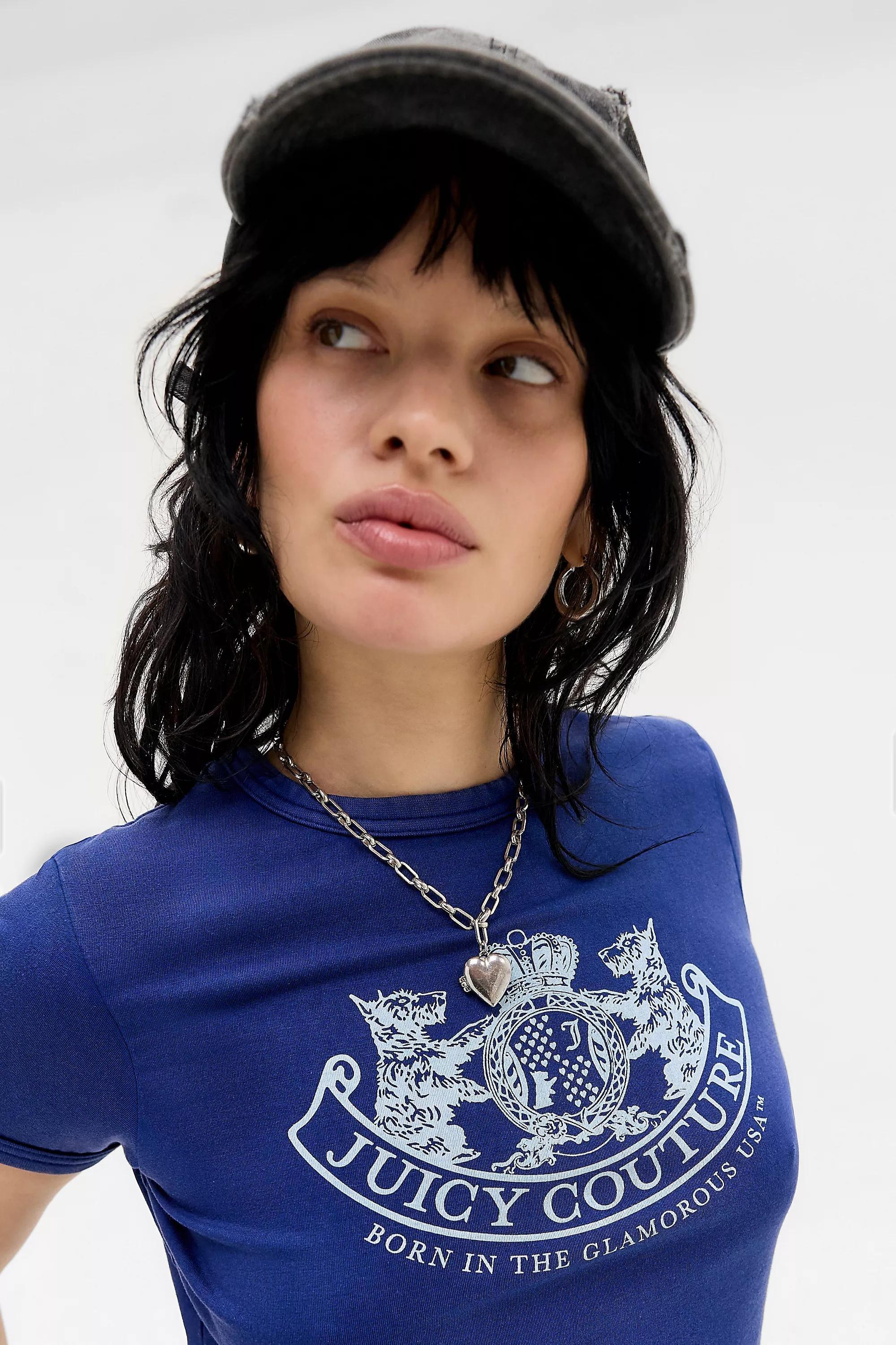 Navy Juicy Couture Uo Crest T-Shirt, NAVY, large image number 2