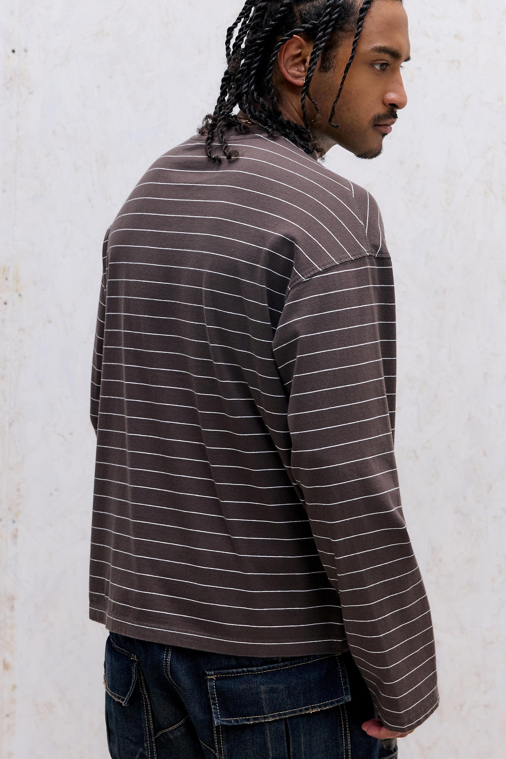 Brown iets frans... Stripe Long Sleeve T-Shirt, BRN, large image number 3