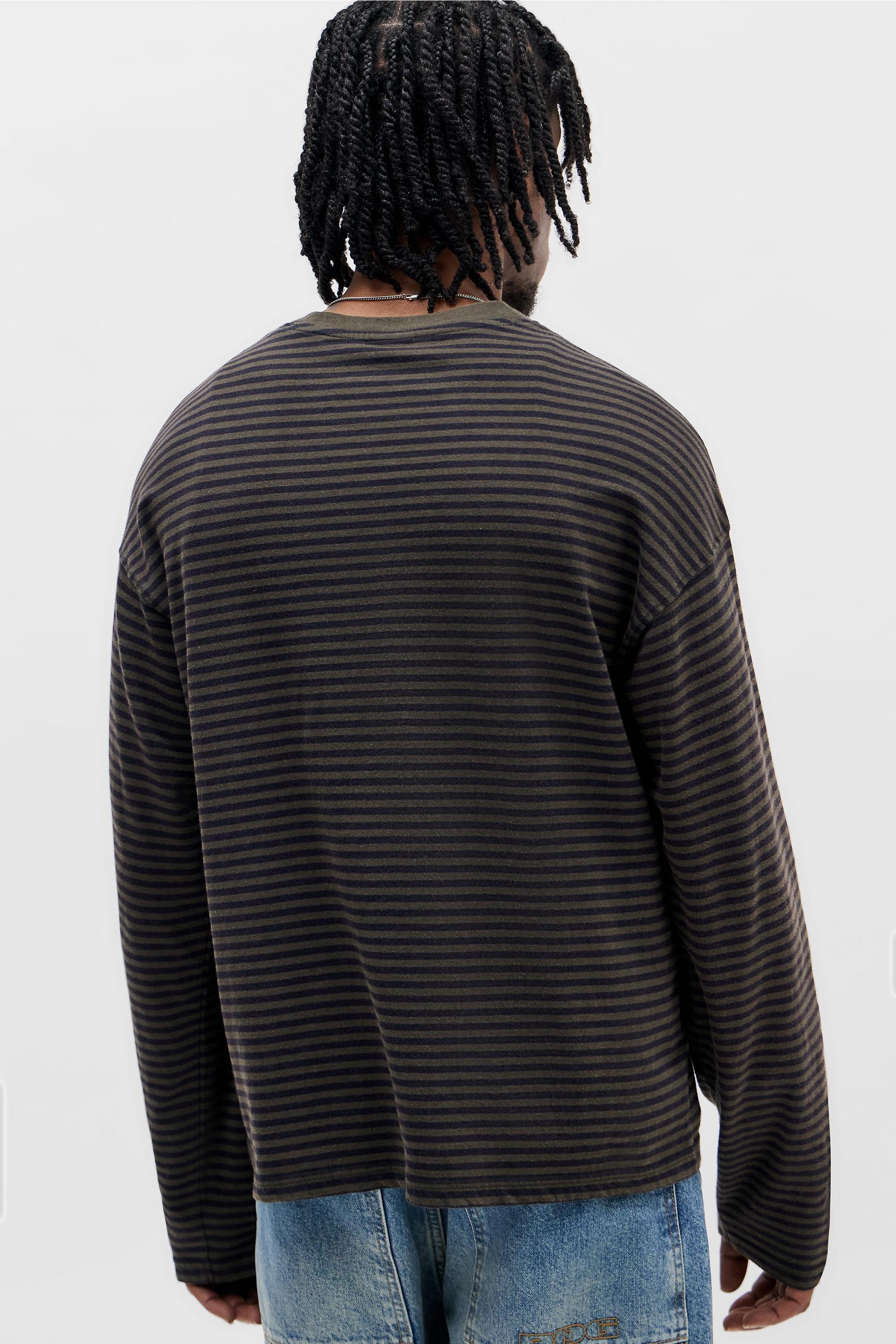 Bdg Khaki And Black Stripe Long Sleeve T-Shirt, KHAKI, large image number 3