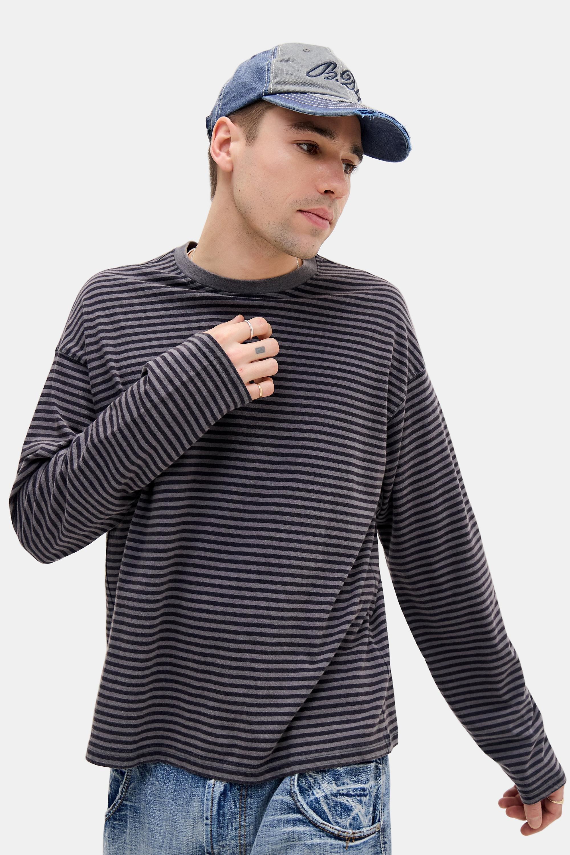 Multicolour Bdg Stripe Long Sleeve T-Shirt, BLK, large image number 0