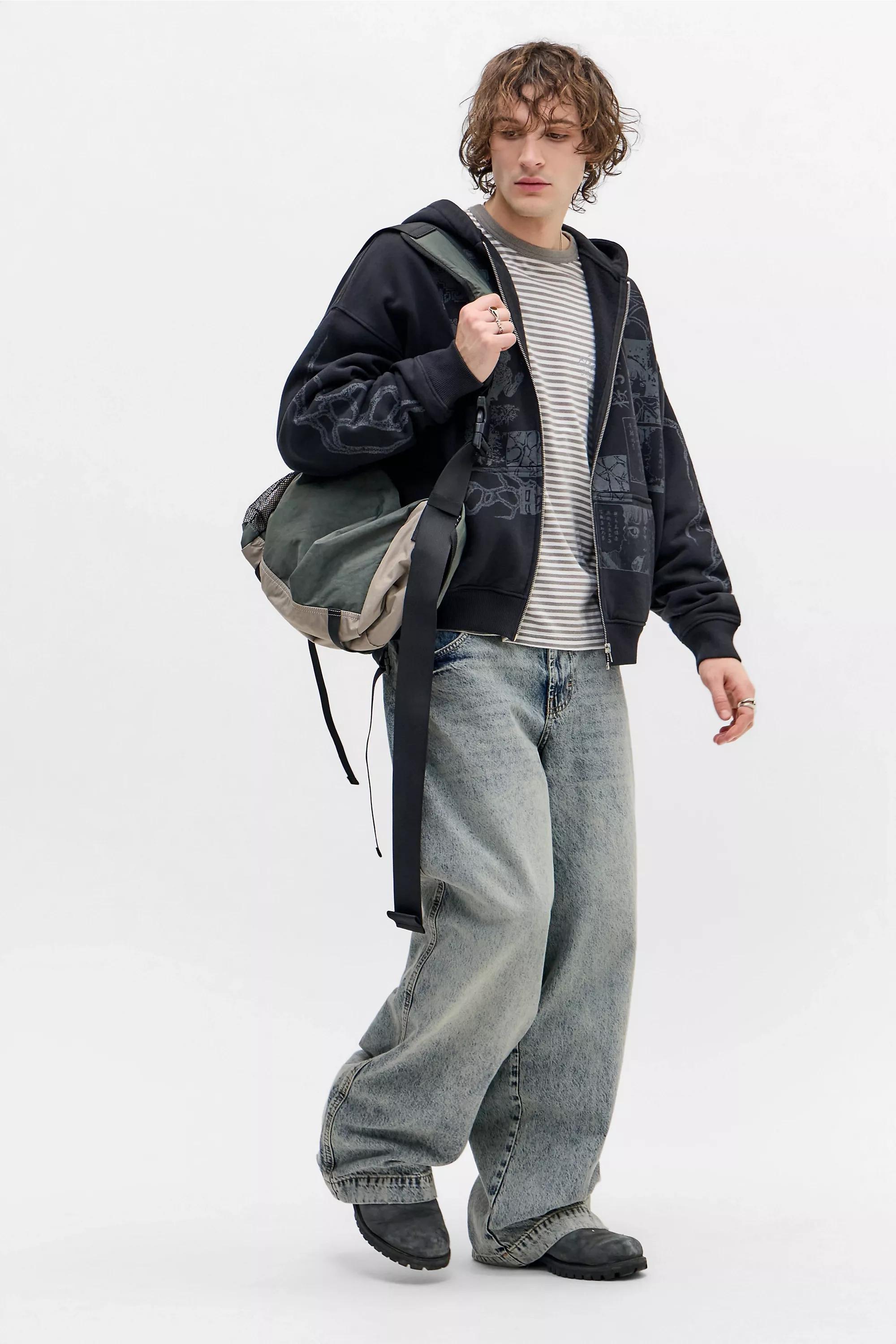 Black Uo Black Asiatic Zip-Through Hoodie, BLK, large image number 2