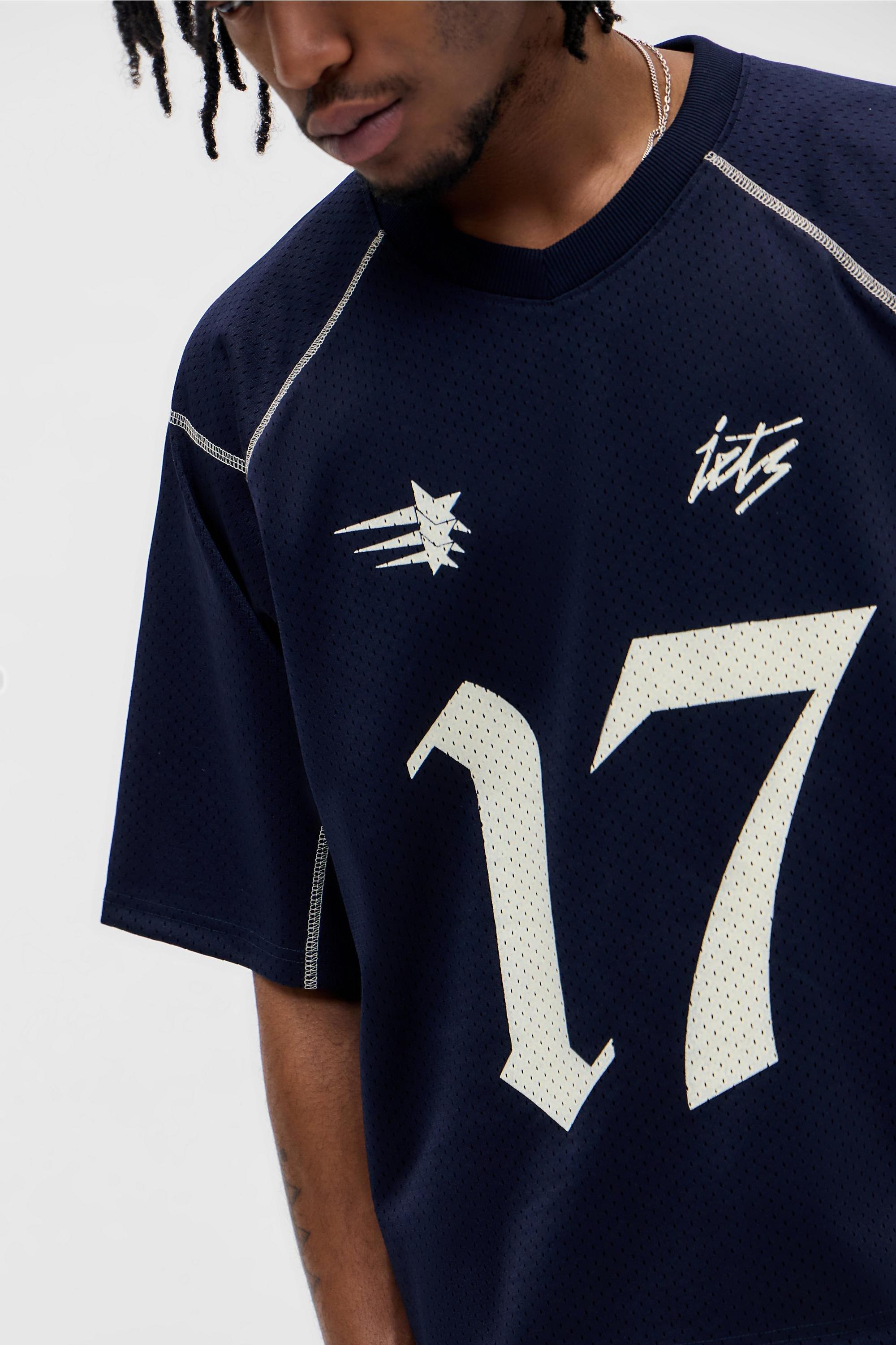 Blue iets frans... Navy Airtex Panel T-Shirt, NAVY, medium