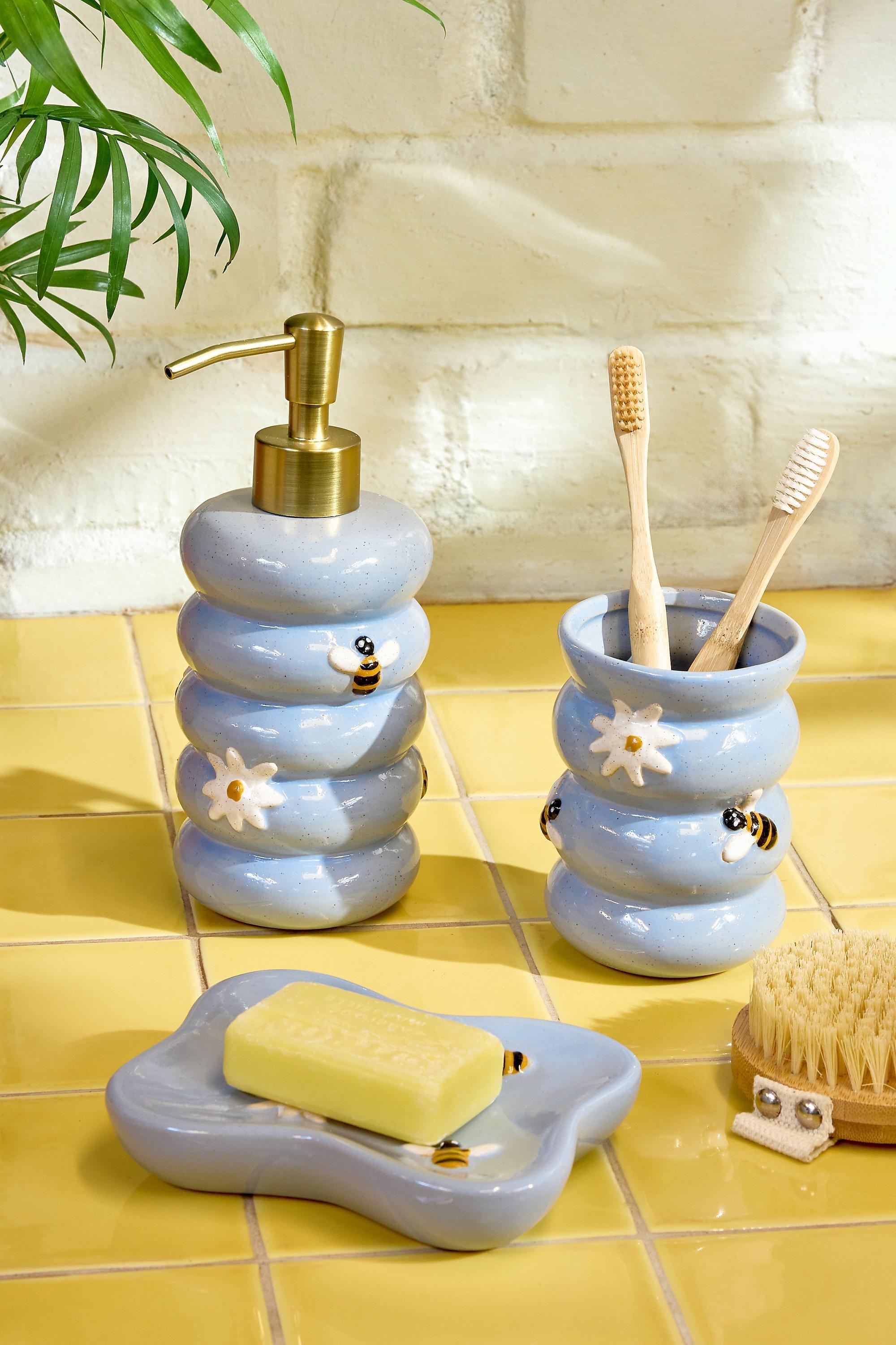 Blue Bumble Bee Soap Dispenser, BLUE, large image number 1
