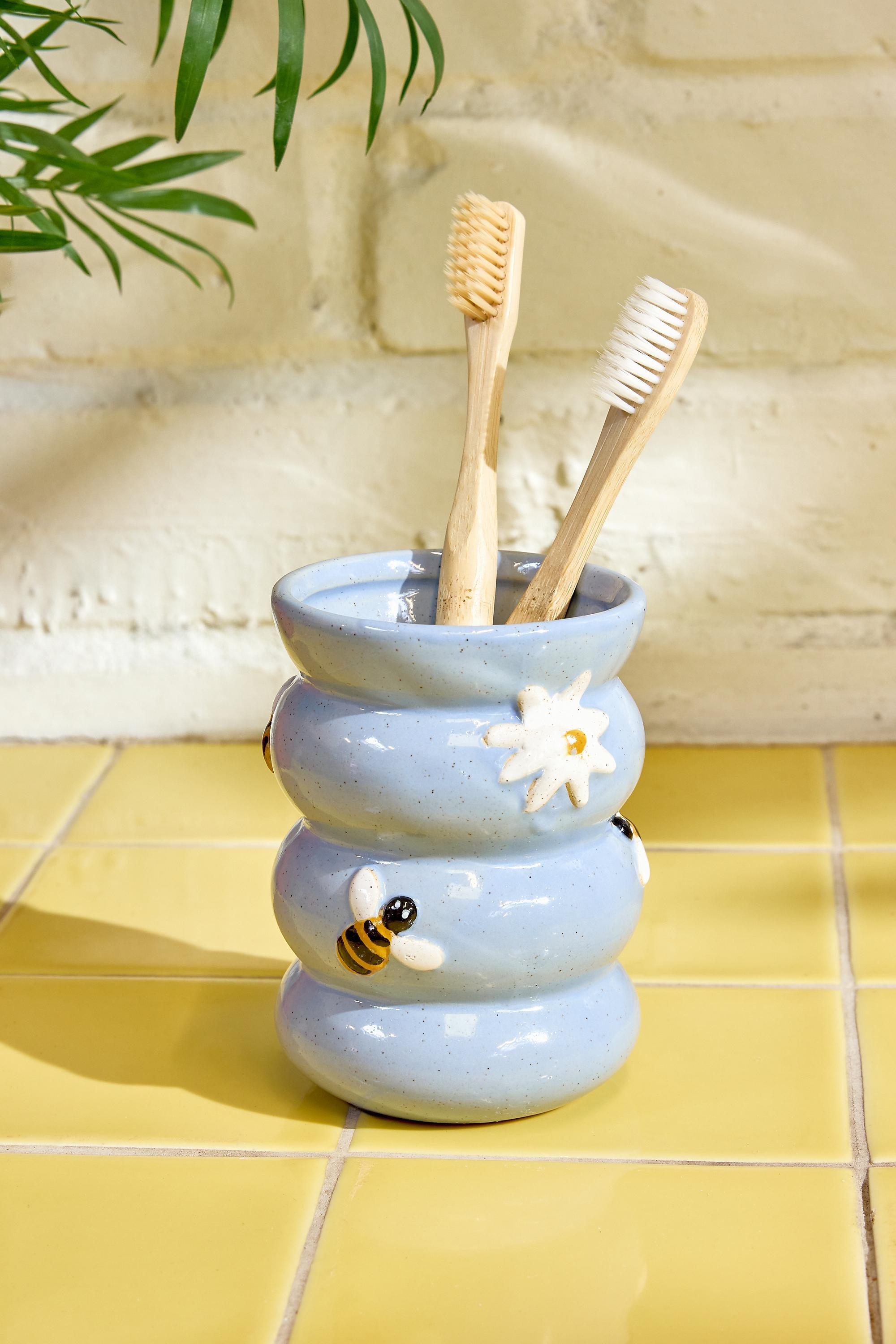 Blue Bumble Bee Storage Pot, BLUE, medium
