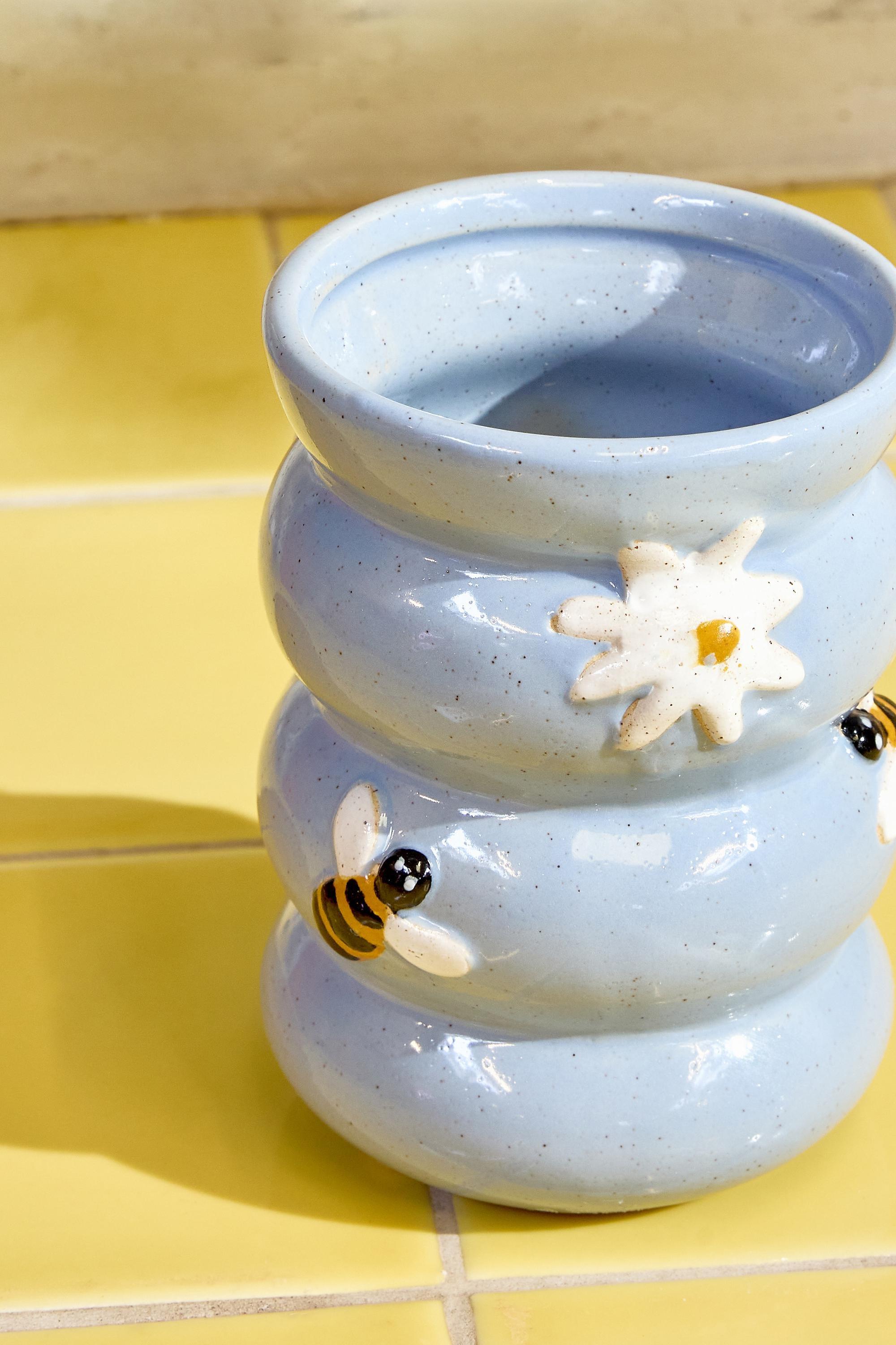 Blue Bumble Bee Storage Pot, BLUE, large image number 2