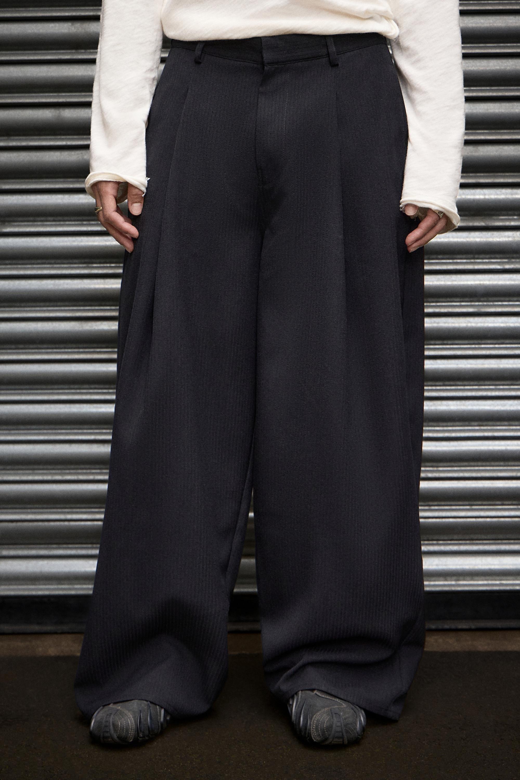 Black Uo Black Noa Cocoon Pleated Trousers, BLK, large image number 0