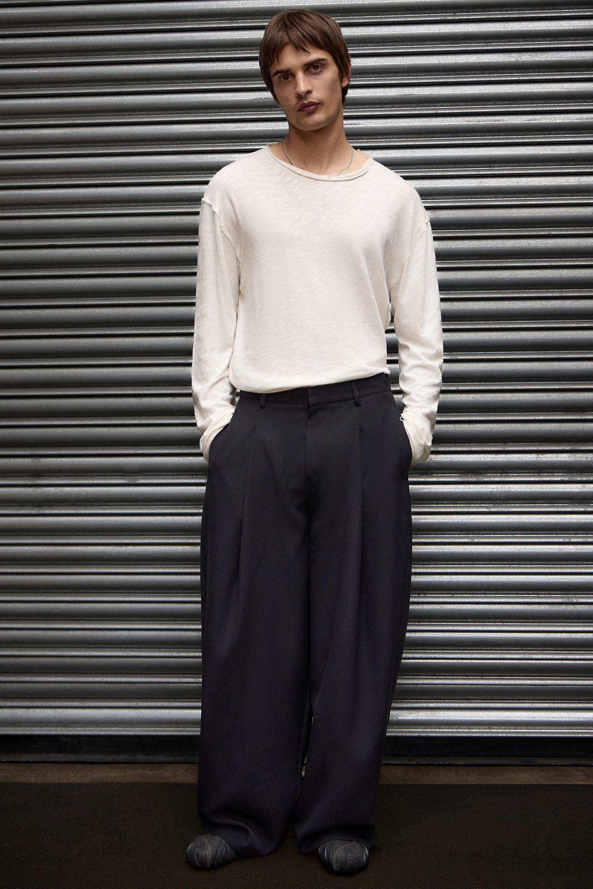 Black Uo Black Noa Cocoon Pleated Trousers, BLK, medium