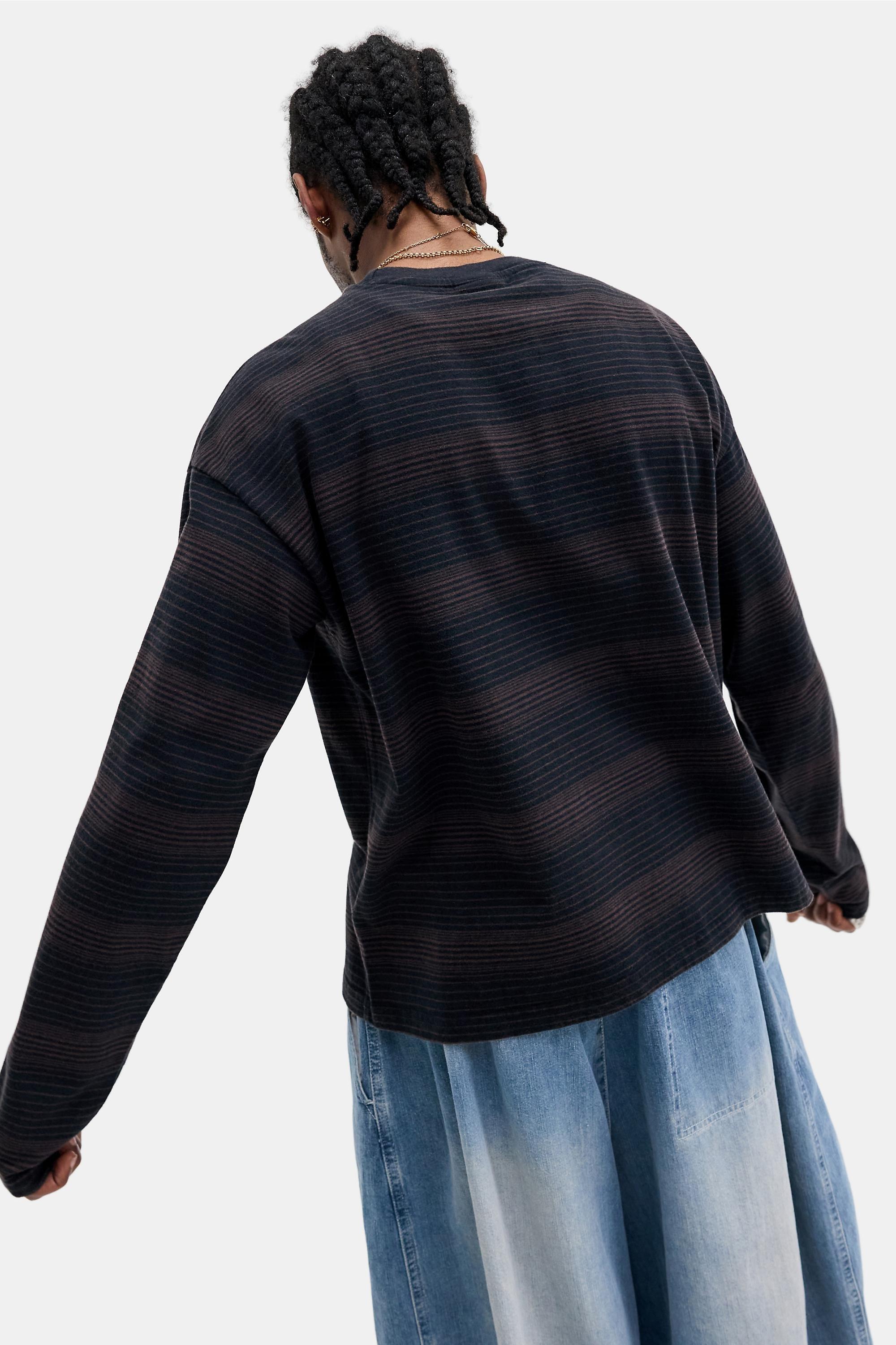 Black iets frans... Black Shadow Stripe Long Sleeve T-Shirt, BLK, large image number 3