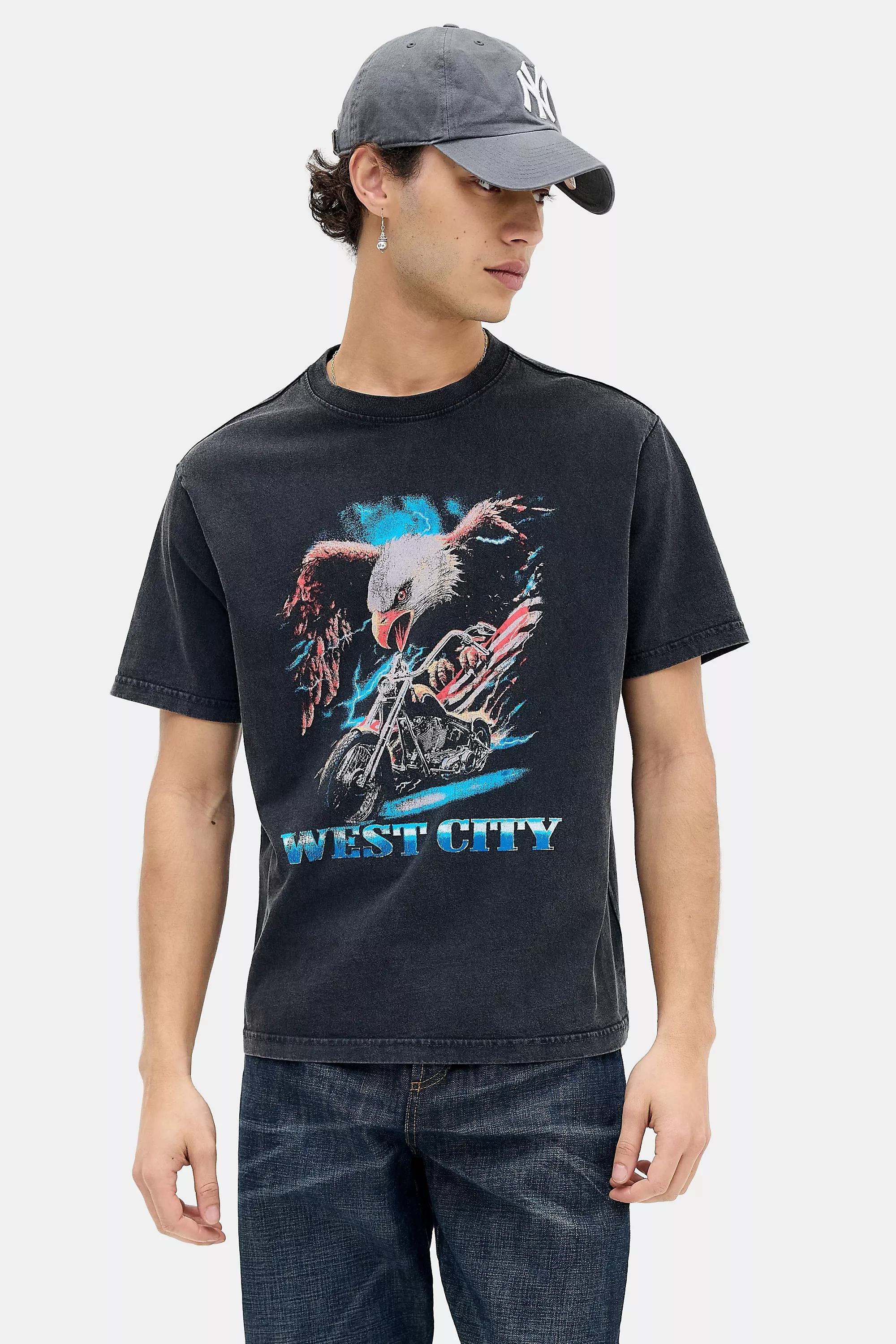 Black Uo Printed T-Shirt, BLK, large image number 0