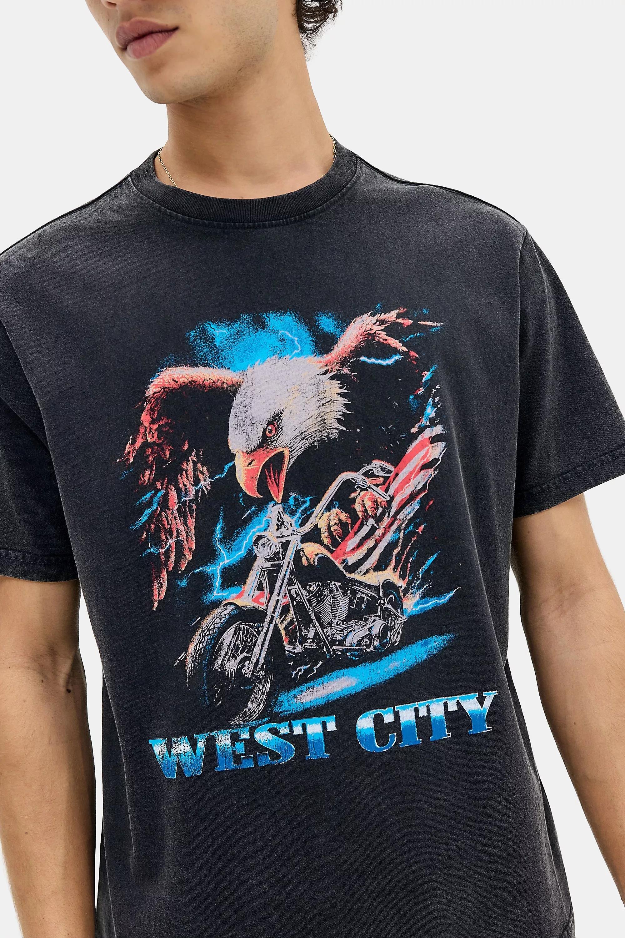 Black Uo Printed T-Shirt, BLK, large image number 2