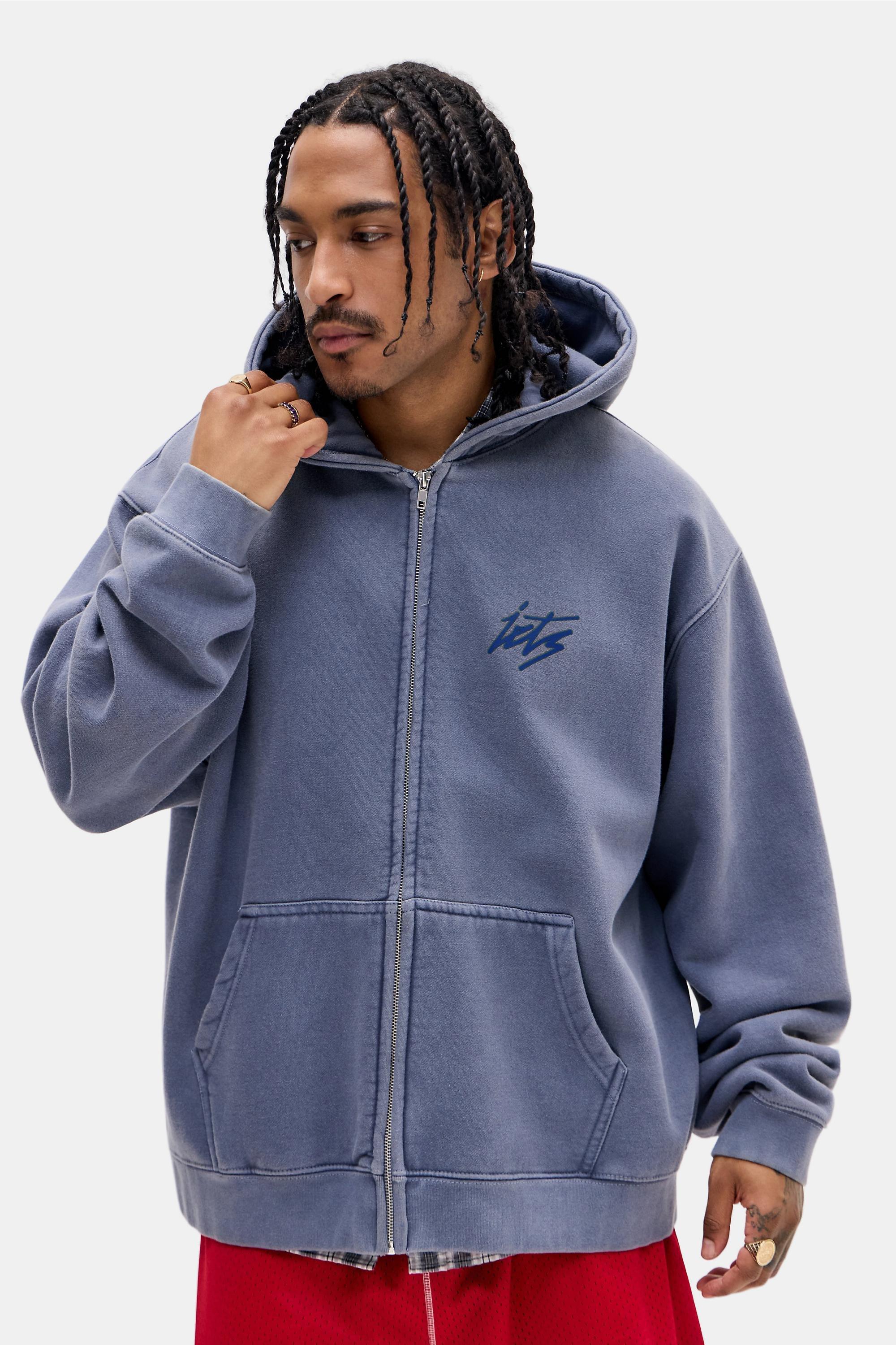 Blue iets frans... Script Zip-Through Hoodie, BLUE, large image number 1