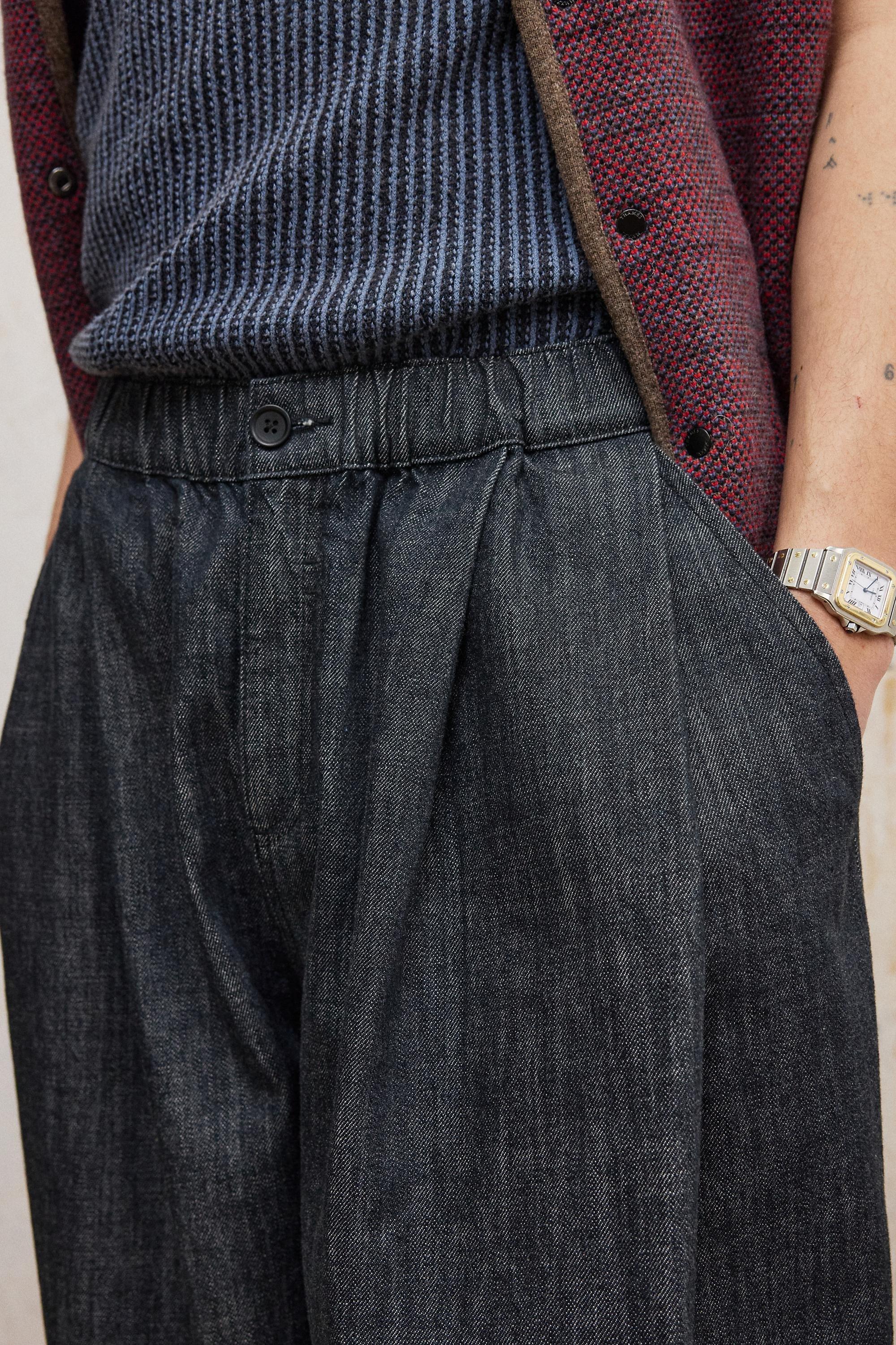 Blue Loom Malachi Rinse Denim Pleated Trousers, BLUE, large image number 2