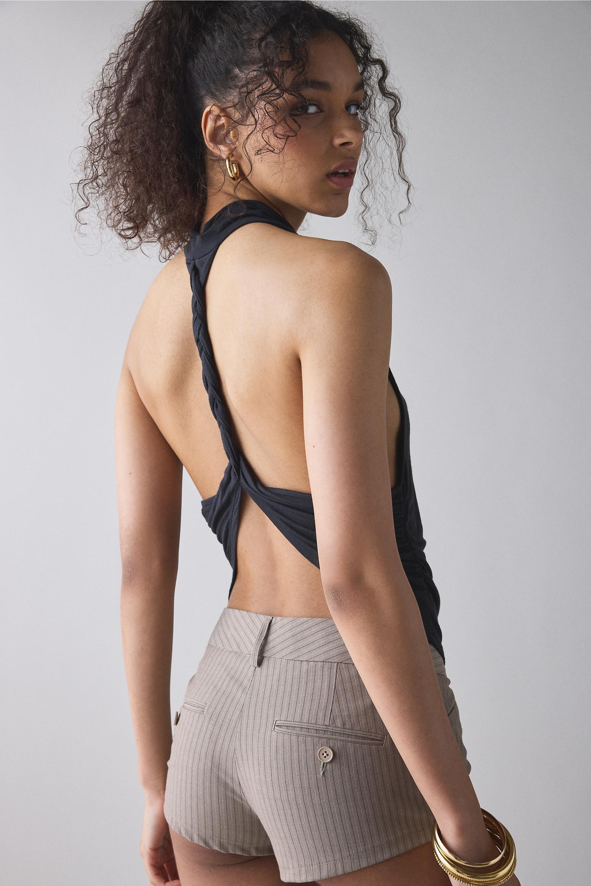 Black Uo Tear It Up Twisted Tank Top, BLK, large image number 2