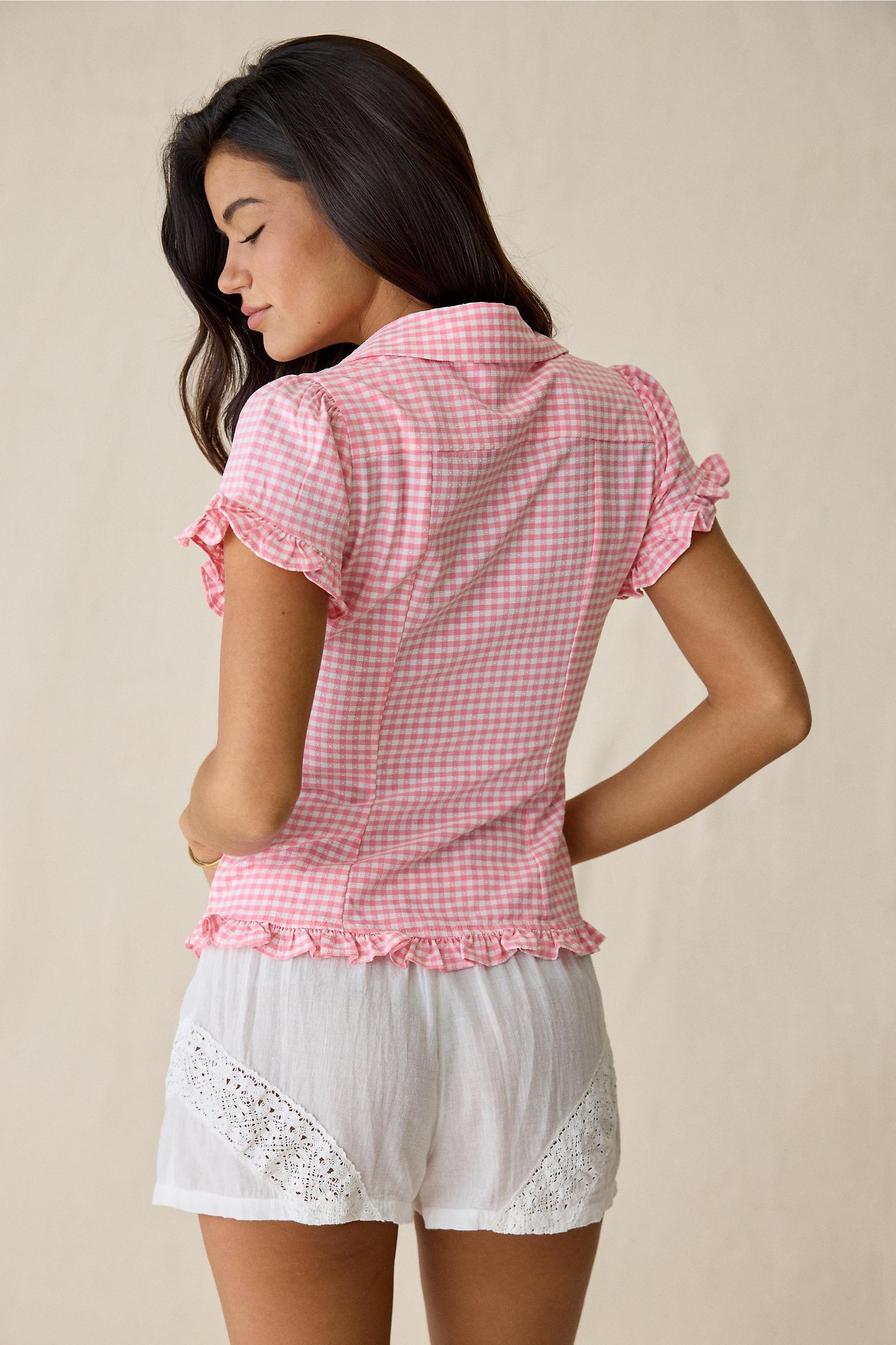 Pink Kimchi Blue Rebecca Button-Down Blouse, PINK COMBO, large image number 3