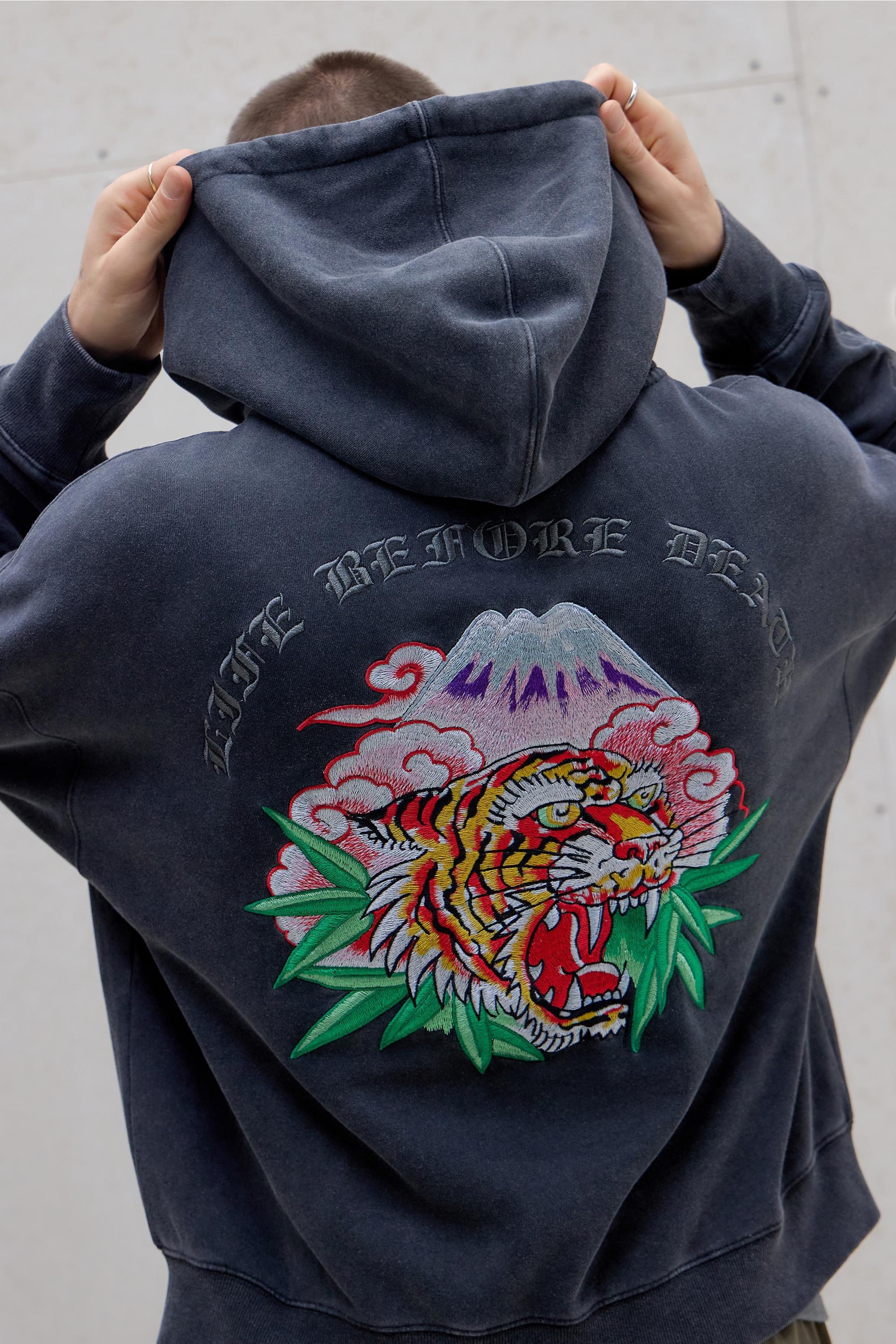 Ed Hardy Uo Exclusive Tiger Hoodie, Black, BLK, medium
