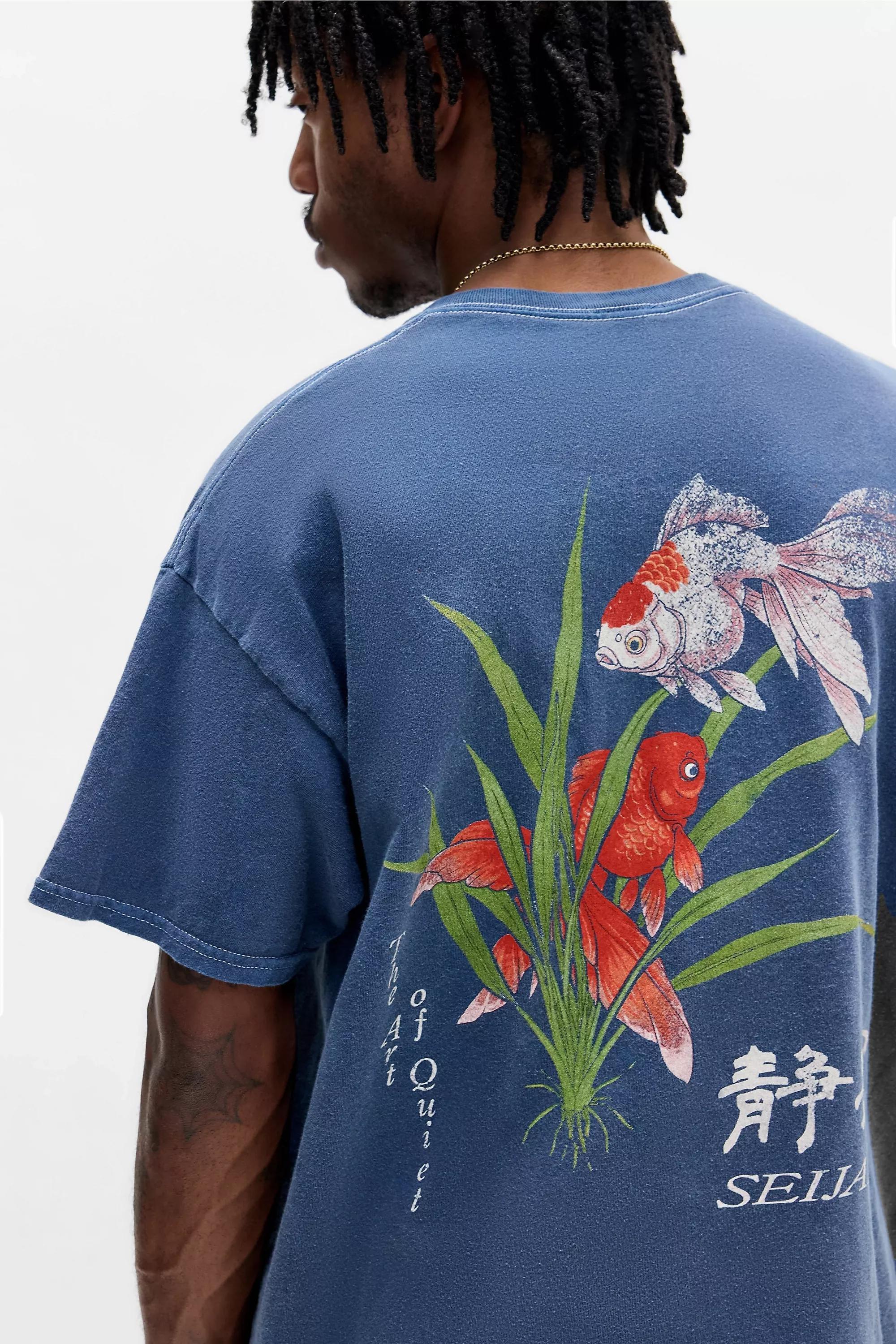 Navy Uo Suijuku Fish T-Shirt, NAVY, large image number 0