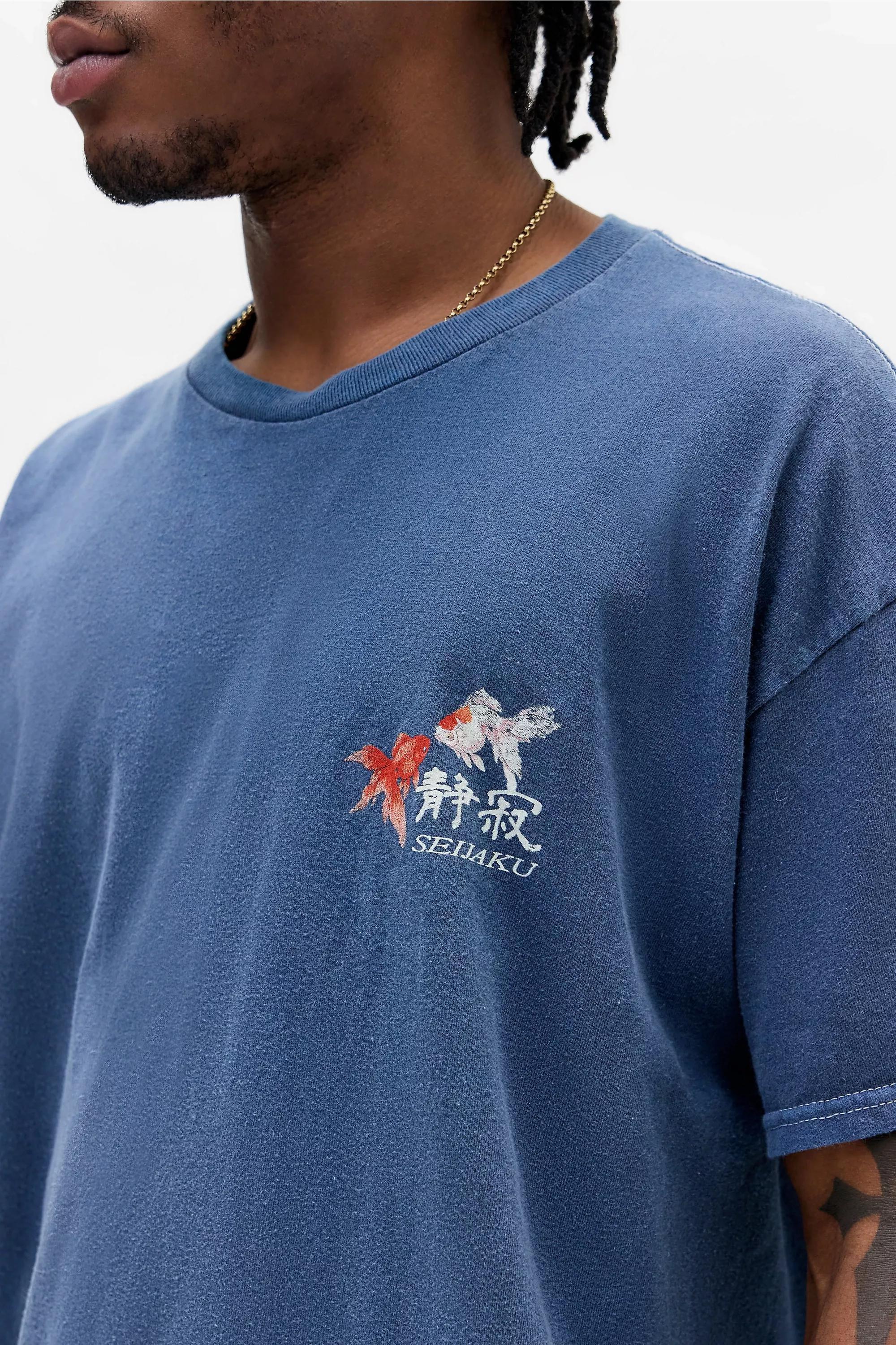 Navy Uo Suijuku Fish T-Shirt, NAVY, large image number 1