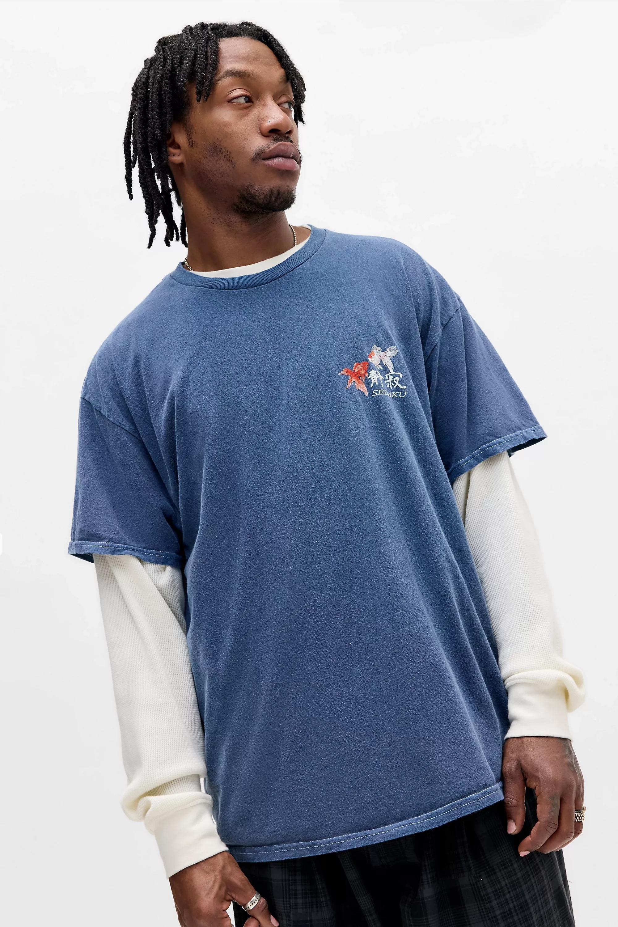 Navy Uo Suijuku Fish T-Shirt, NAVY, large image number 2