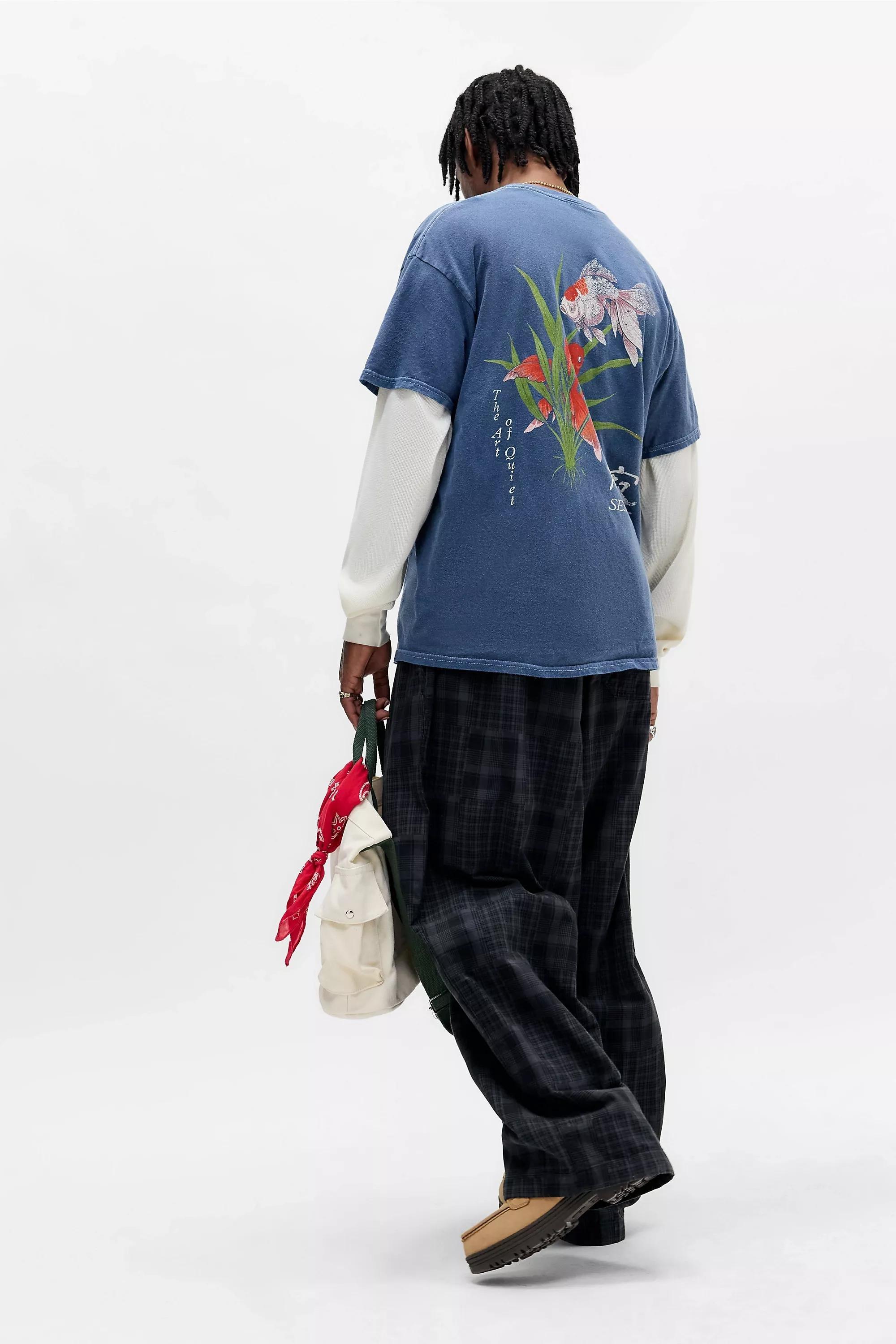 Navy Uo Suijuku Fish T-Shirt, NAVY, large image number 3