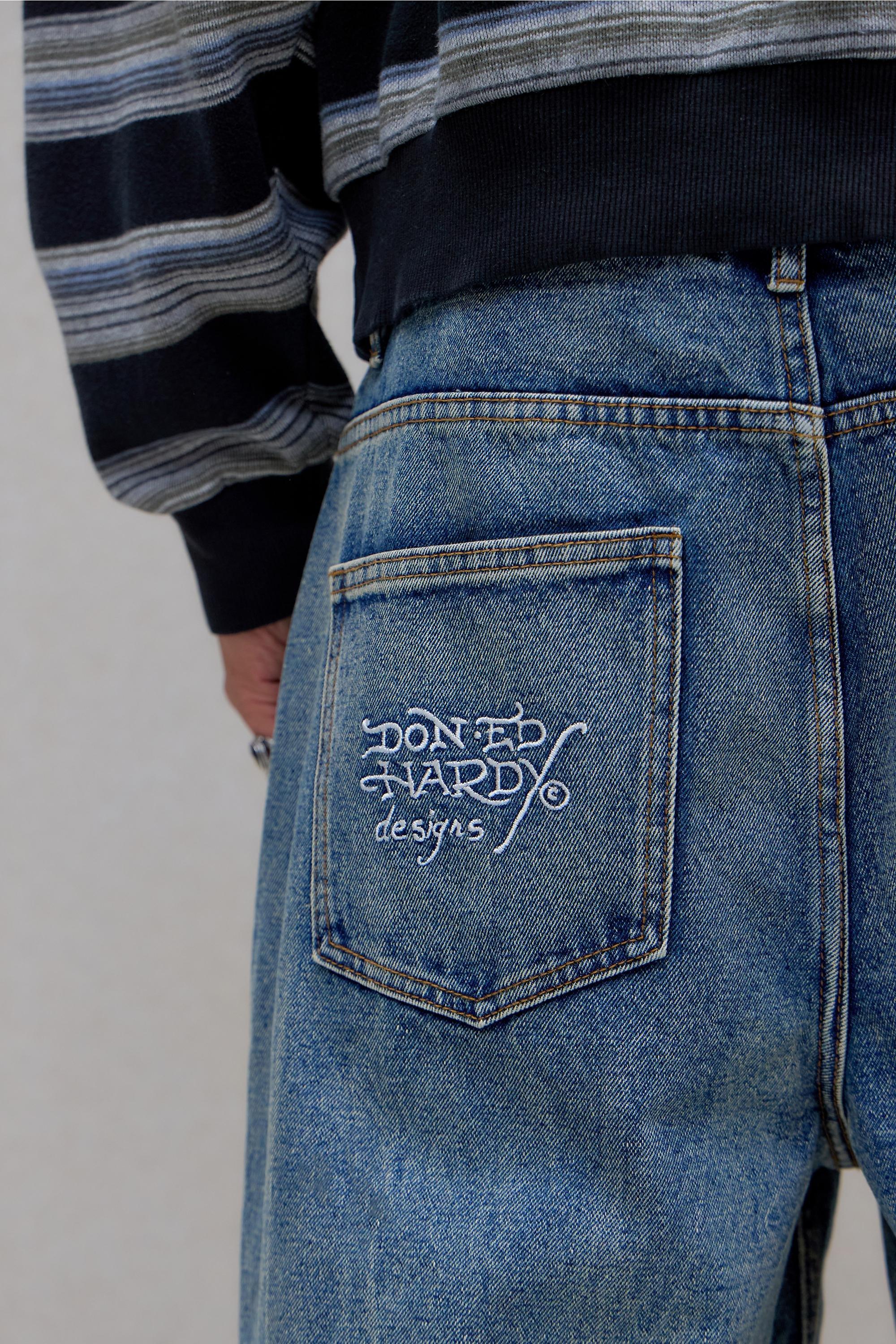 Blue Ed Hardy Uo Flying Gothic Jorts, BLUE, large image number 2