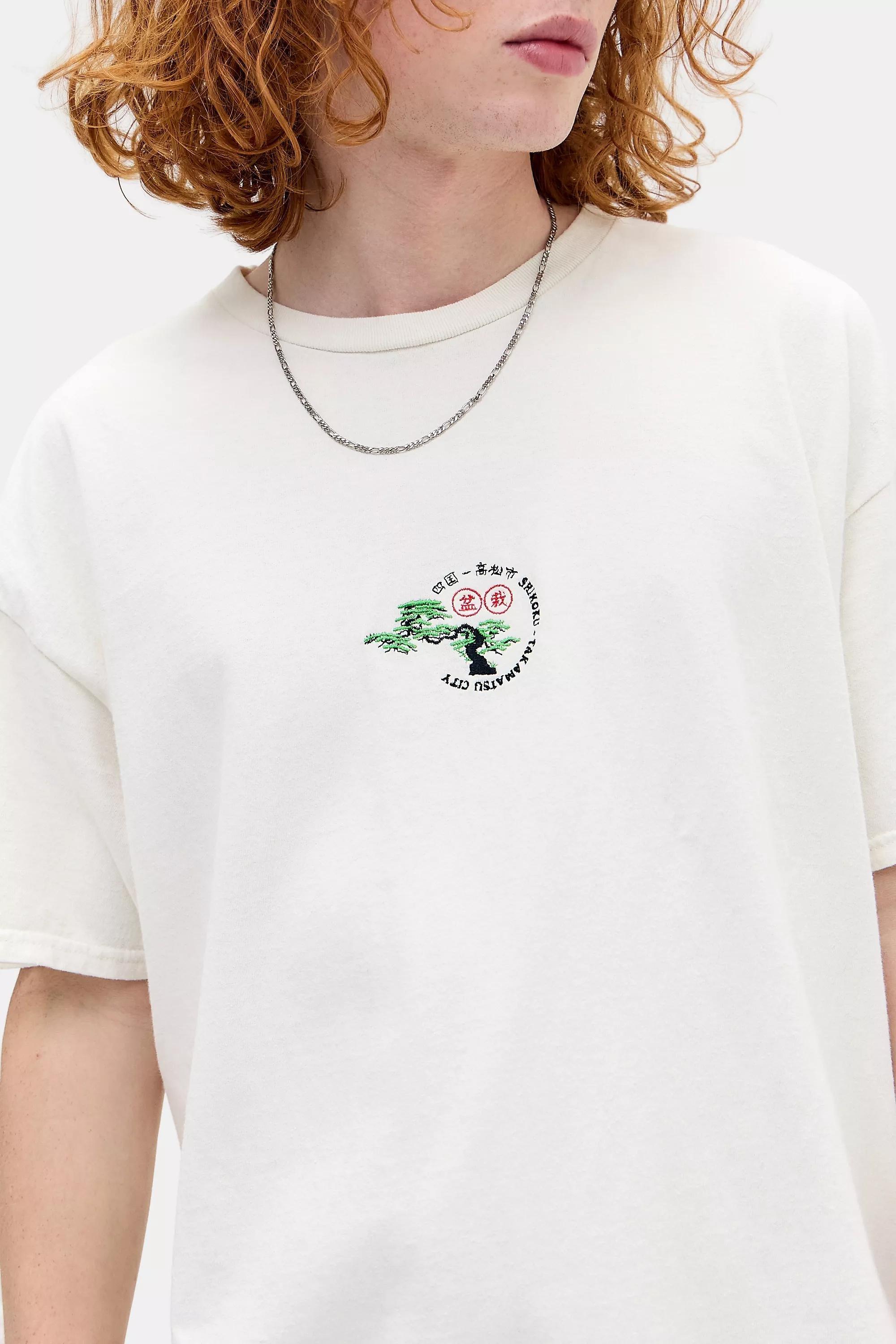 White Uo Bonsai Embroidered T-Shirt, WHT, large image number 1
