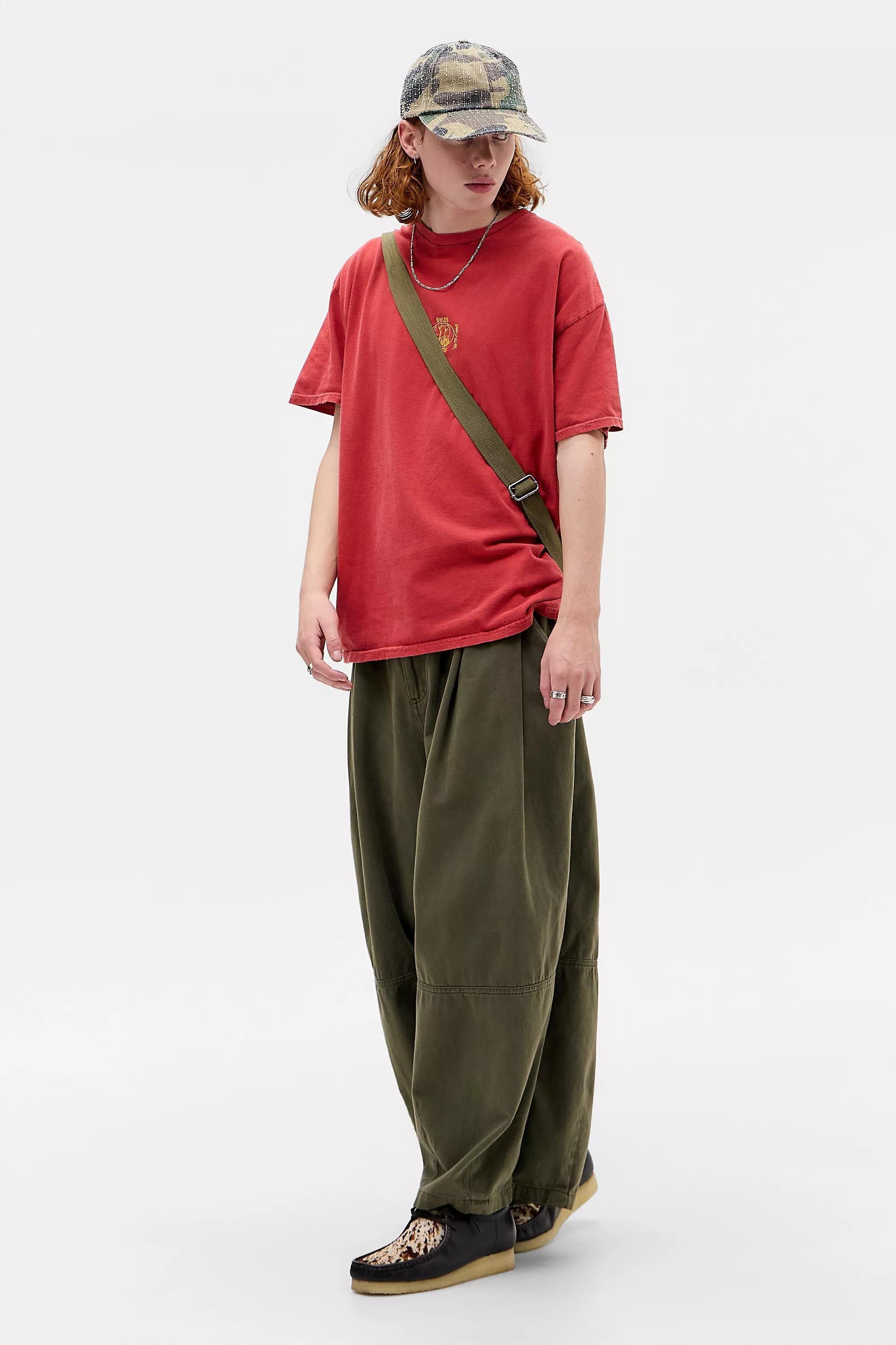 Red Uo Red Elephant Embroidered T-Shirt, RED, medium