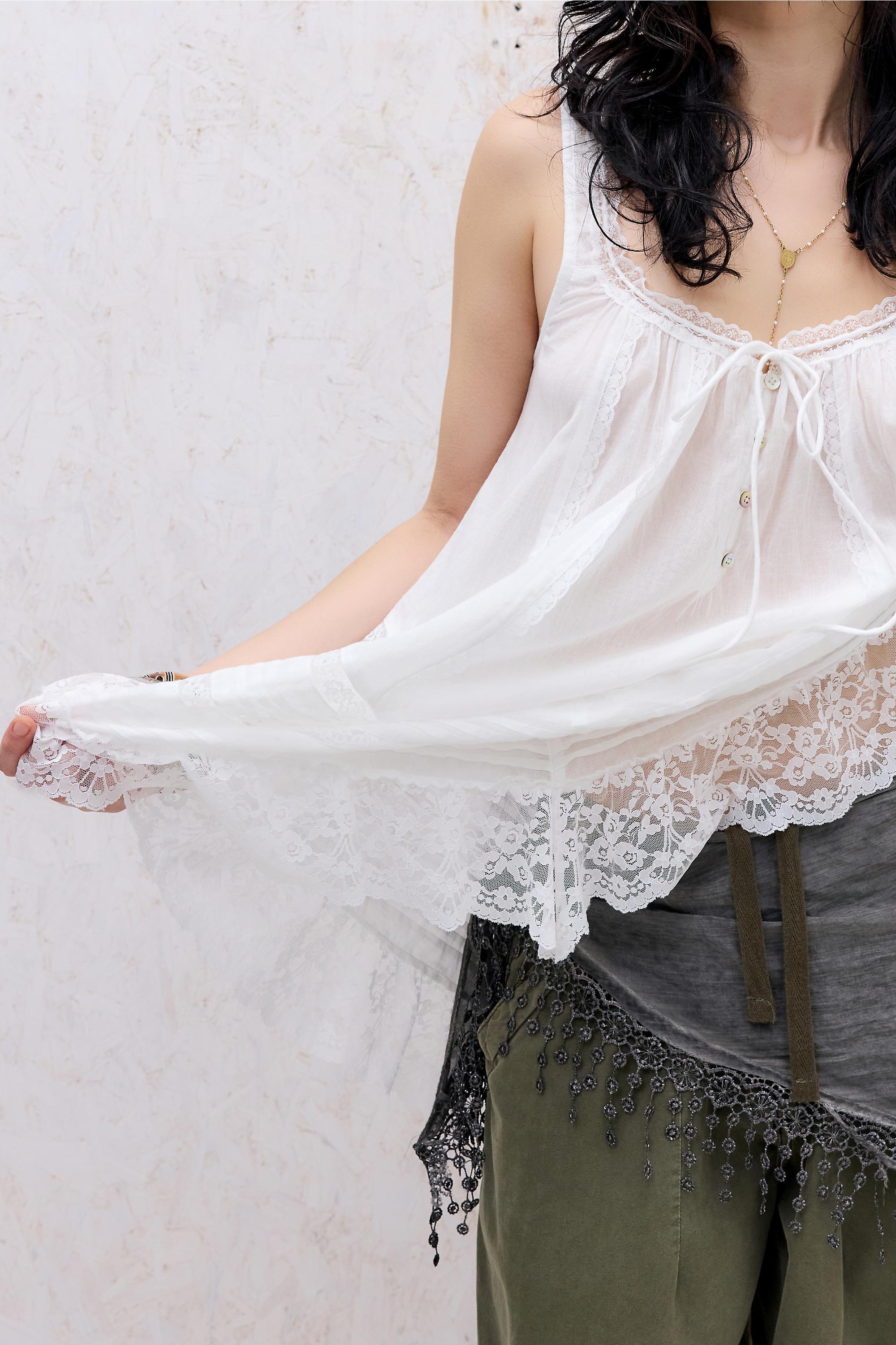 WHITE Kimchi Blue Melissa Lace Insert Tunic, WHT, large image number 4