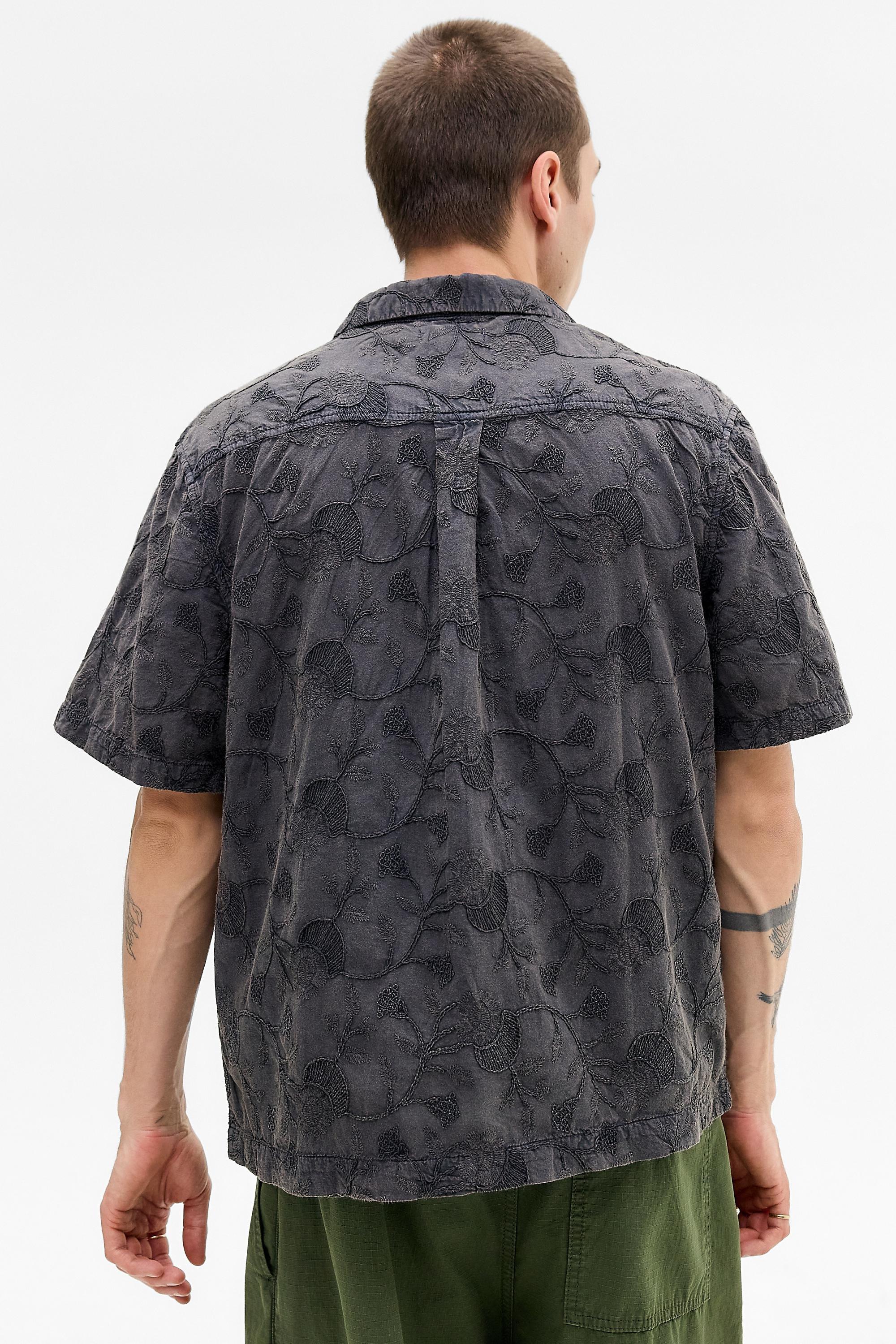 Black Ayker Black Acid Wash Embroidered Shirt, BLK, large image number 3