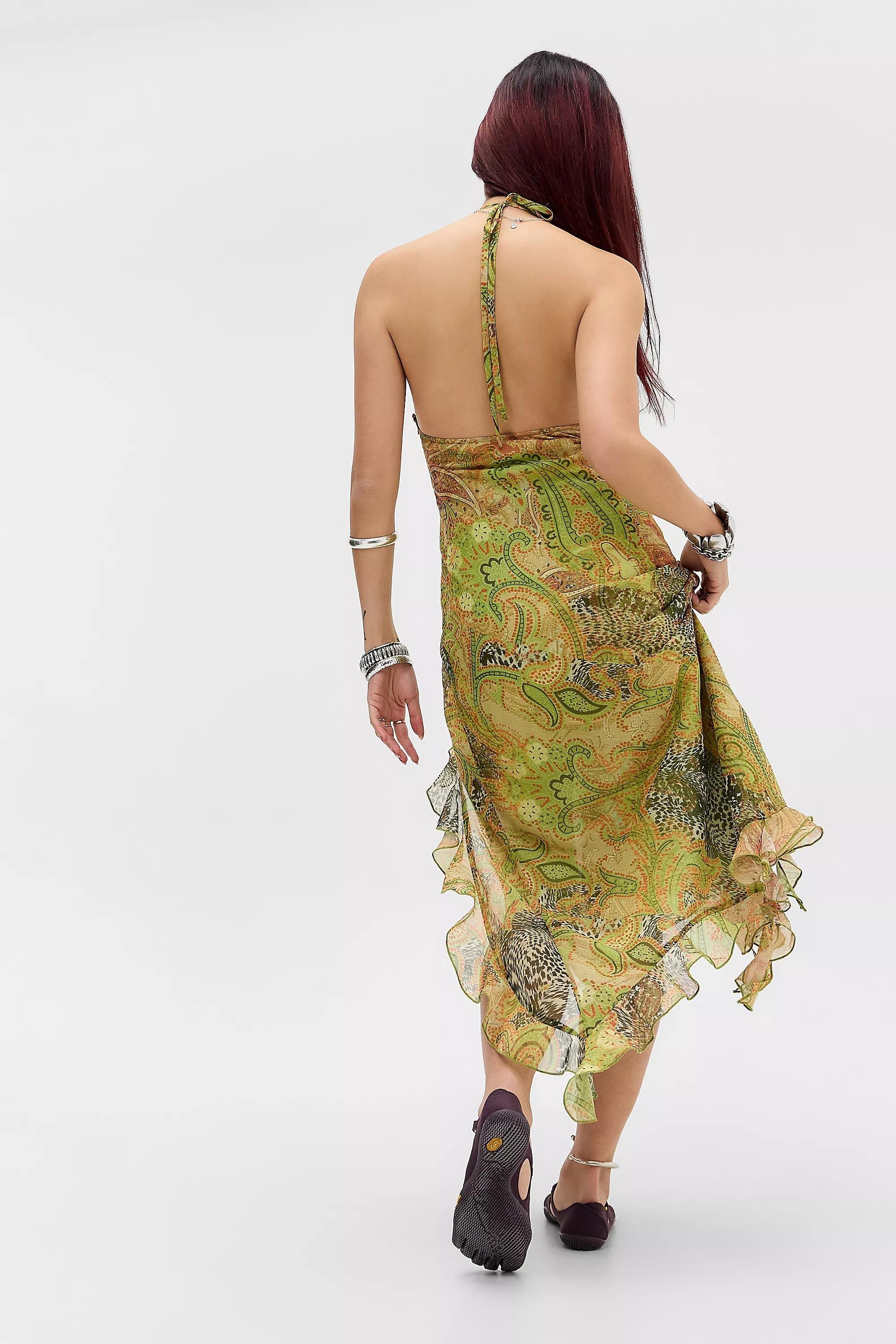 Green Uo Dhalia Paisley Midi Dress, GRN, large image number 4