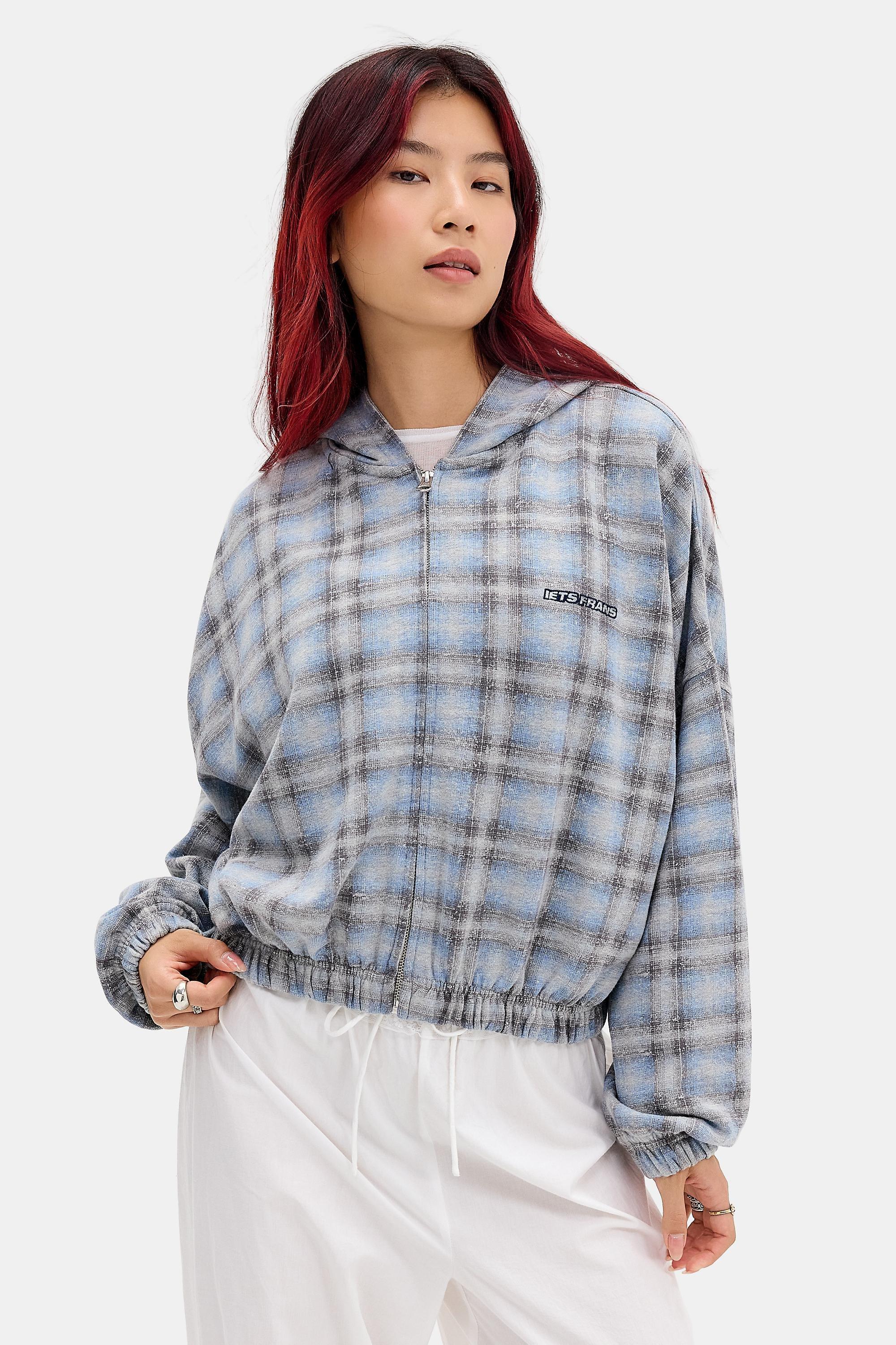 Grey iets frans... Bubble Hem Zip-Through Hoodie, GR MOTIF, large image number 0