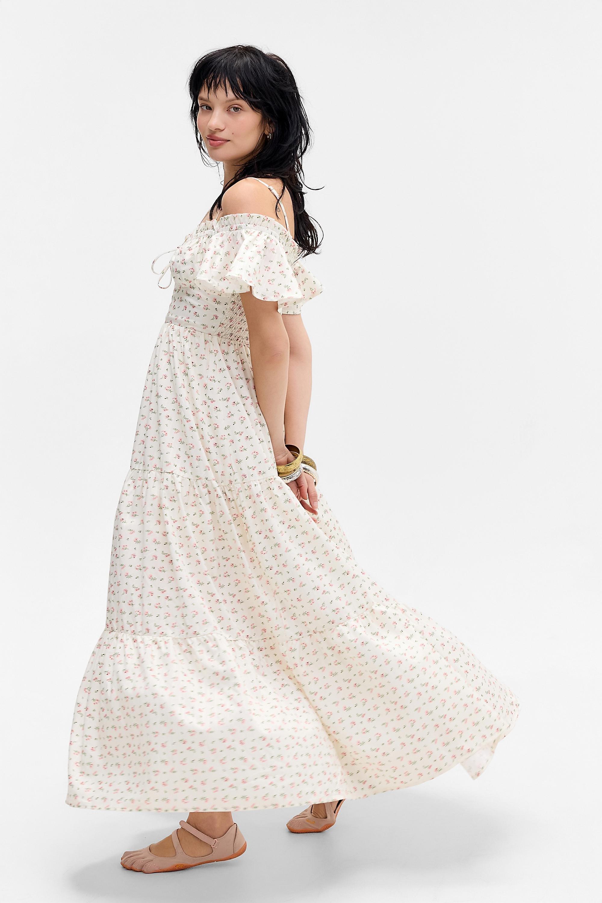 White Kiss The Sky Uo Rose Maxi Dress, WHT, large image number 4