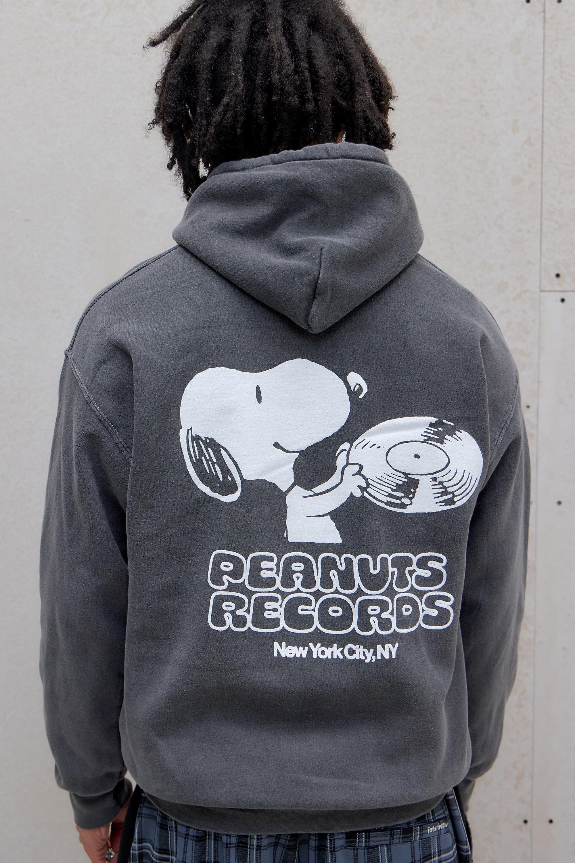 Black Uo Peanuts Record Hoodie, BLK, large image number 0