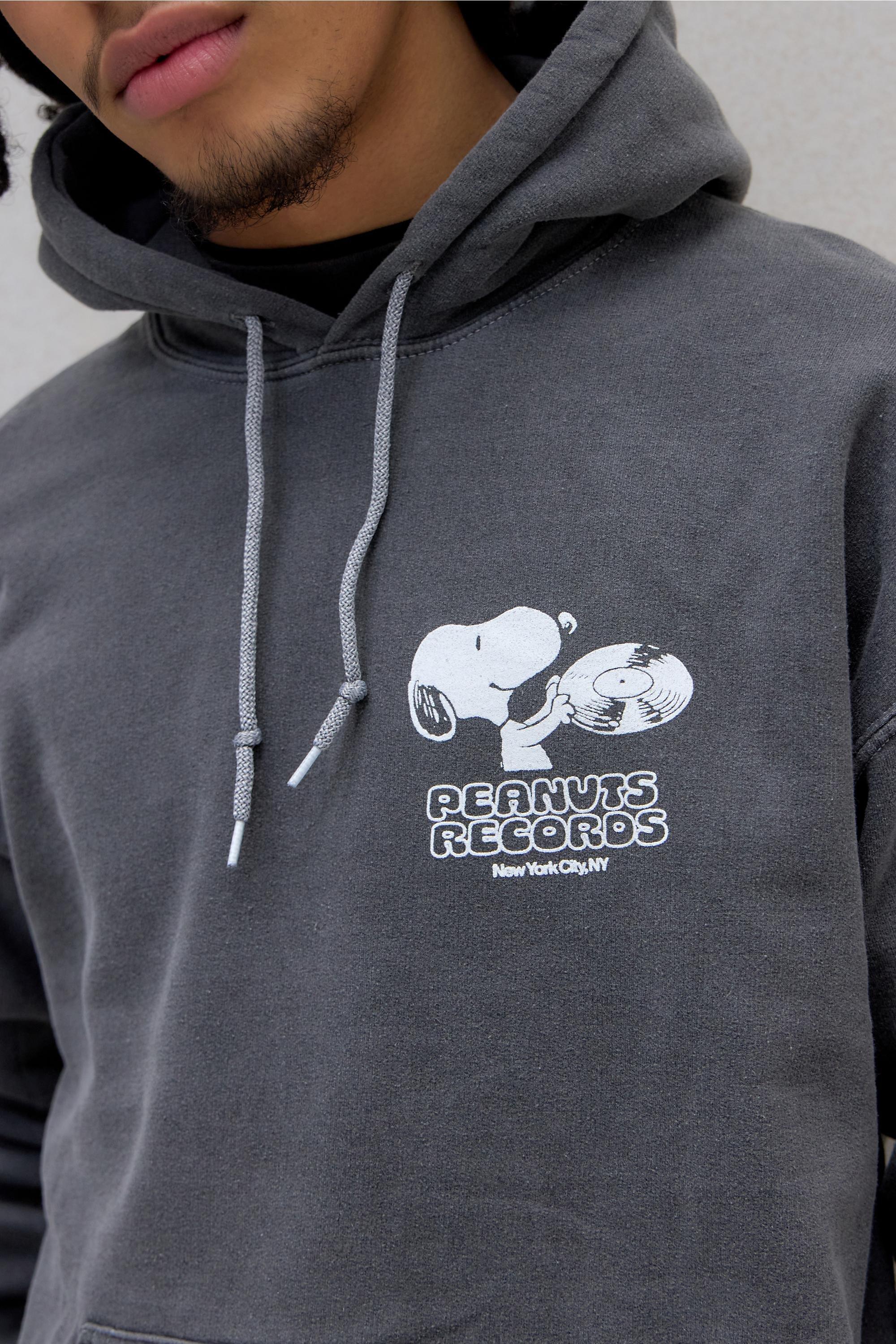 Black Uo Peanuts Record Hoodie, BLK, medium